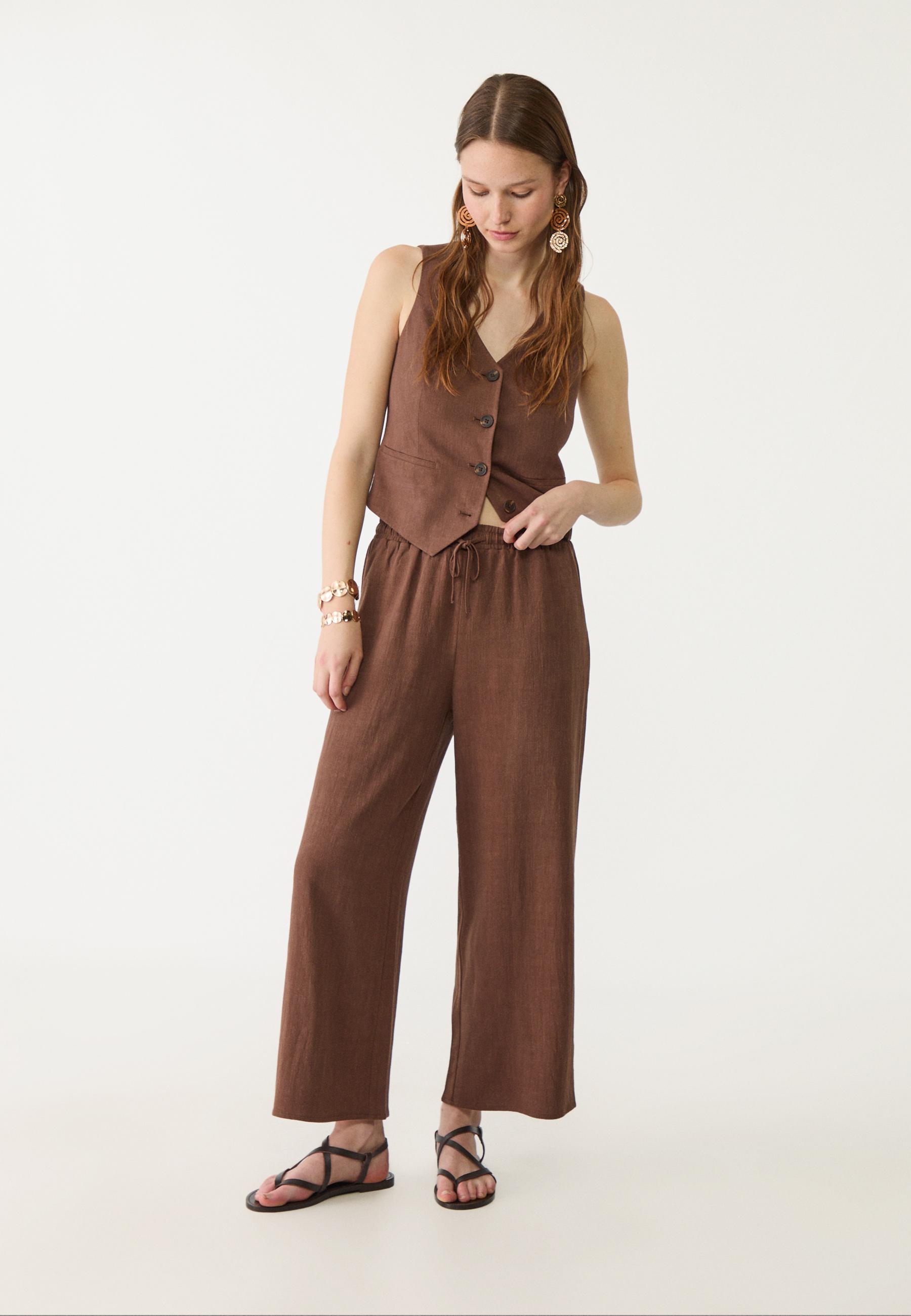 Keten Karışımlı Culotte Pantolon - Görsel 5