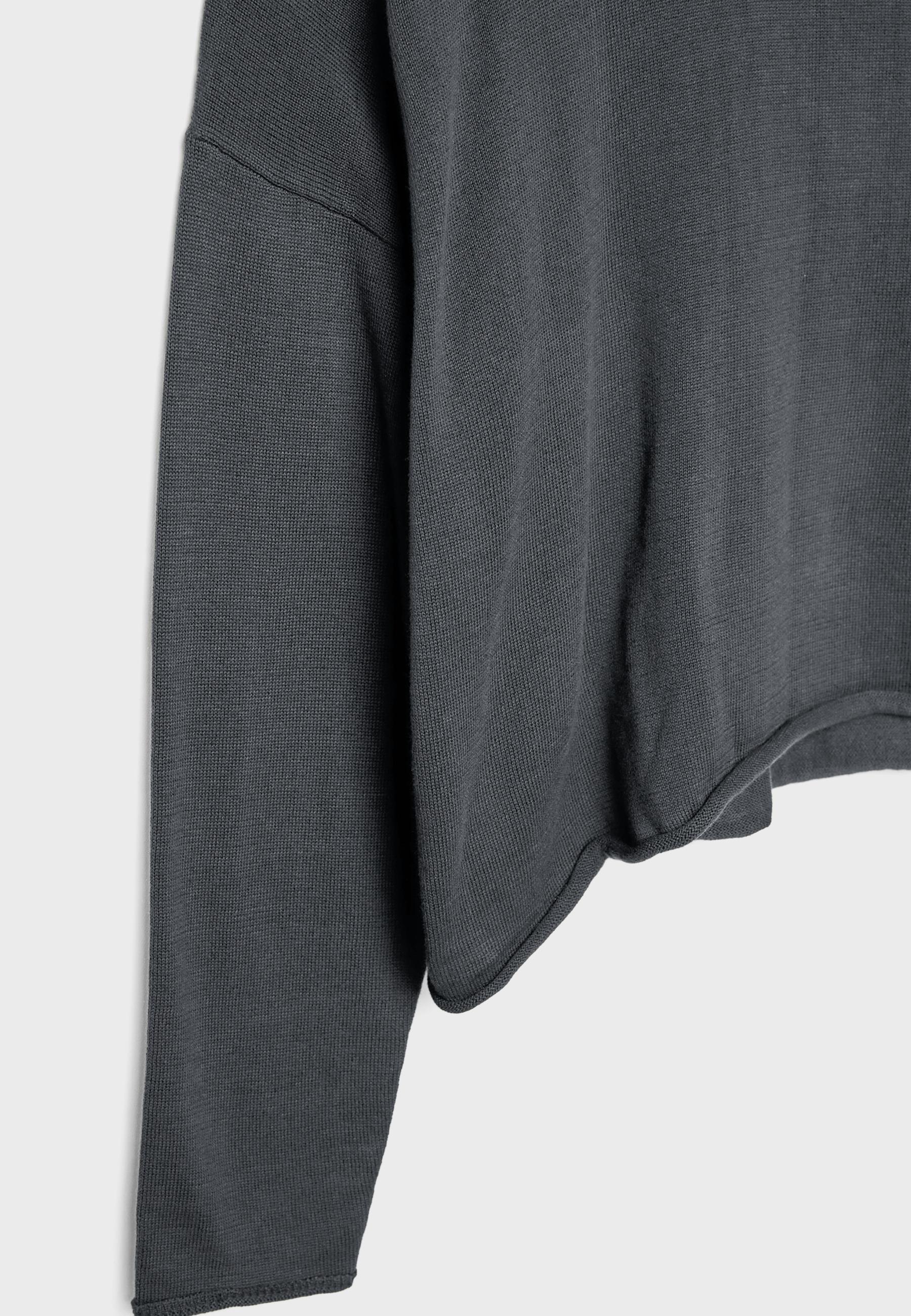 Boat neck cropped sweater — Dark grey