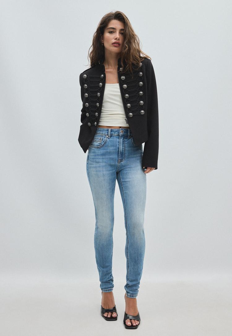 fitted blazer with metal buttons