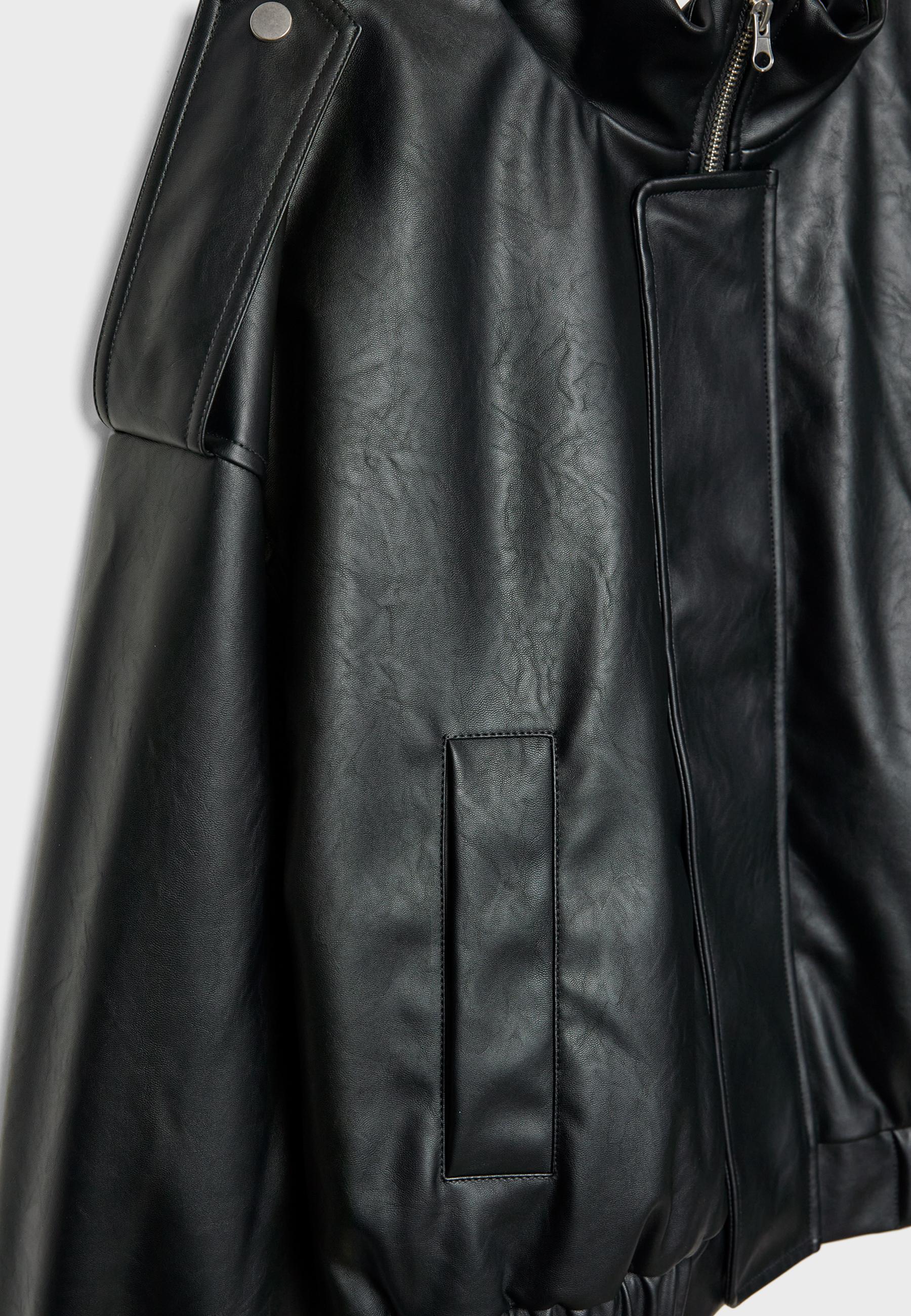 アウターその他 HUECLOSET Snap Leather Padding SE348 Faux leather bomber jacket - Women's fashion | Stradivarius