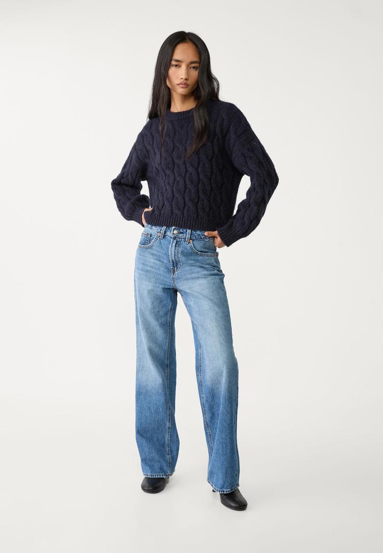 pull cropped en maille tressee
