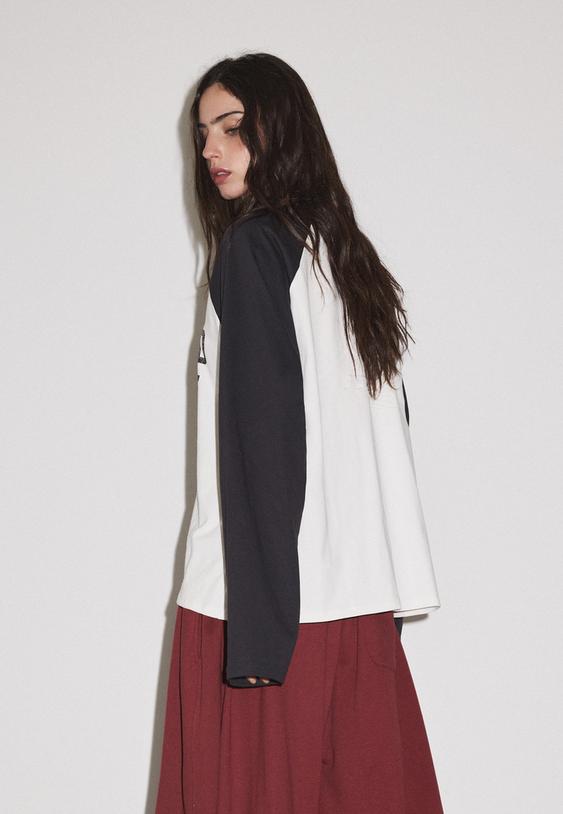 tshirt a manches longues raglan imprime