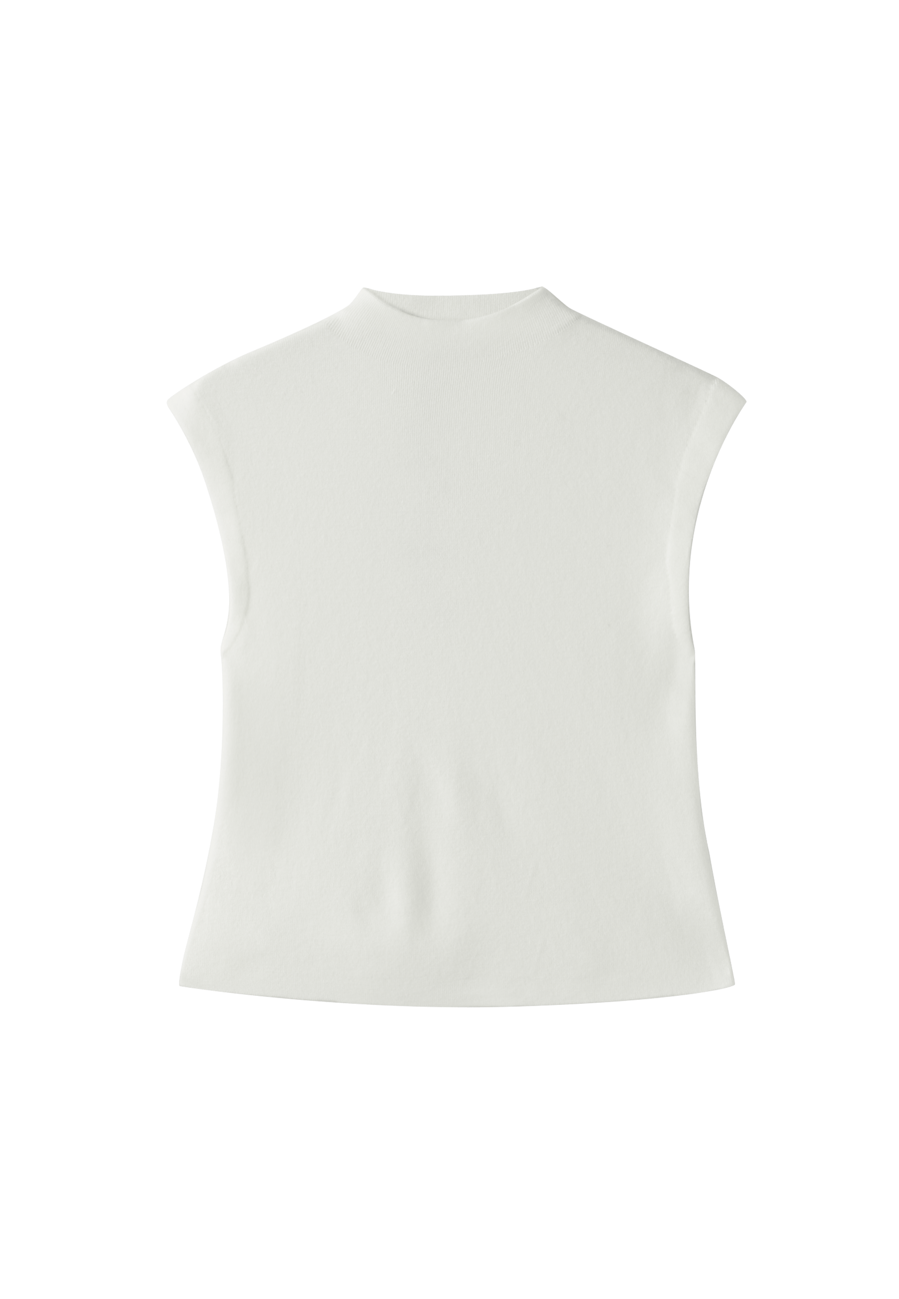 Stand collar knit top — Ecru