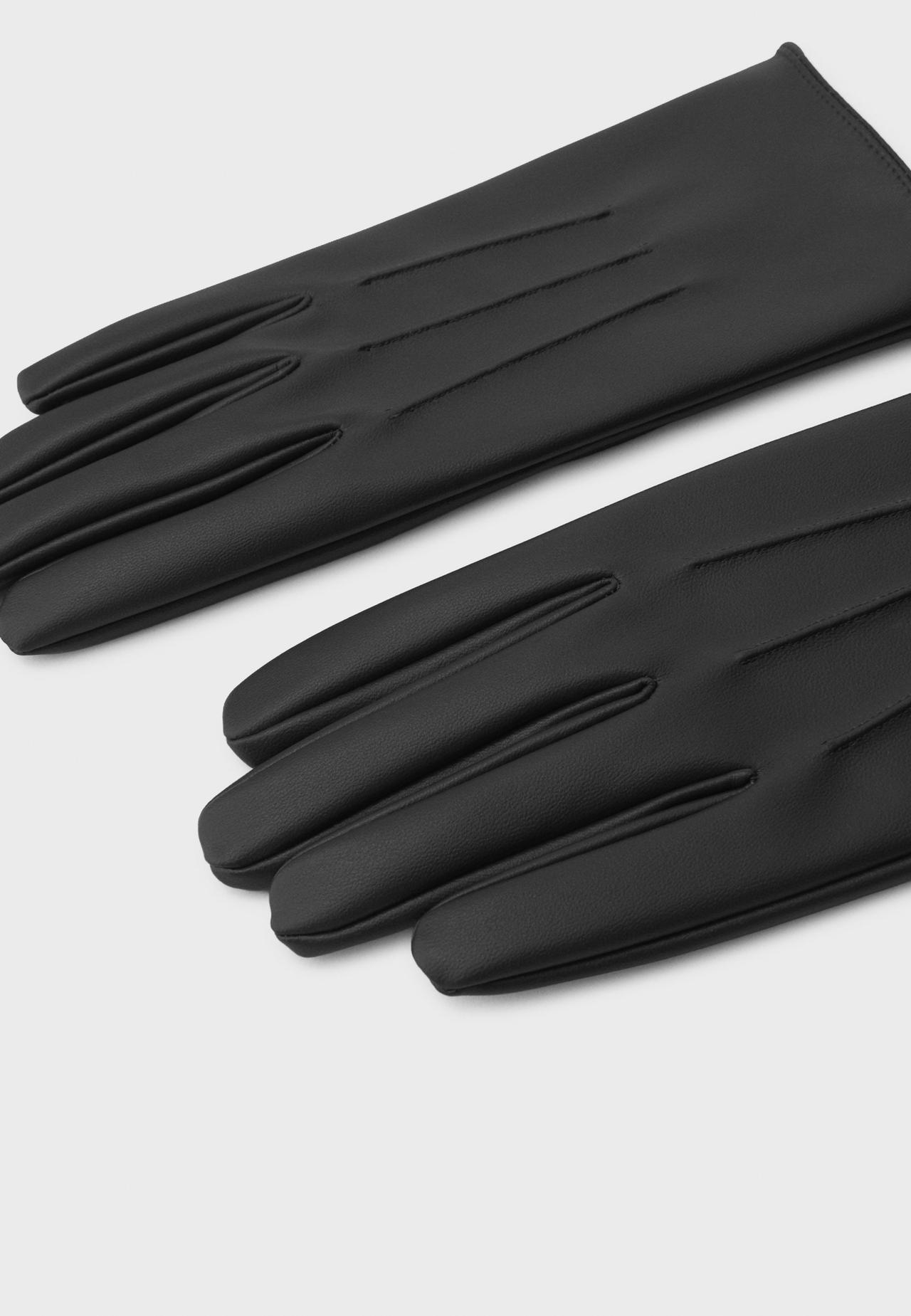 Basic leather effect gloves — Black