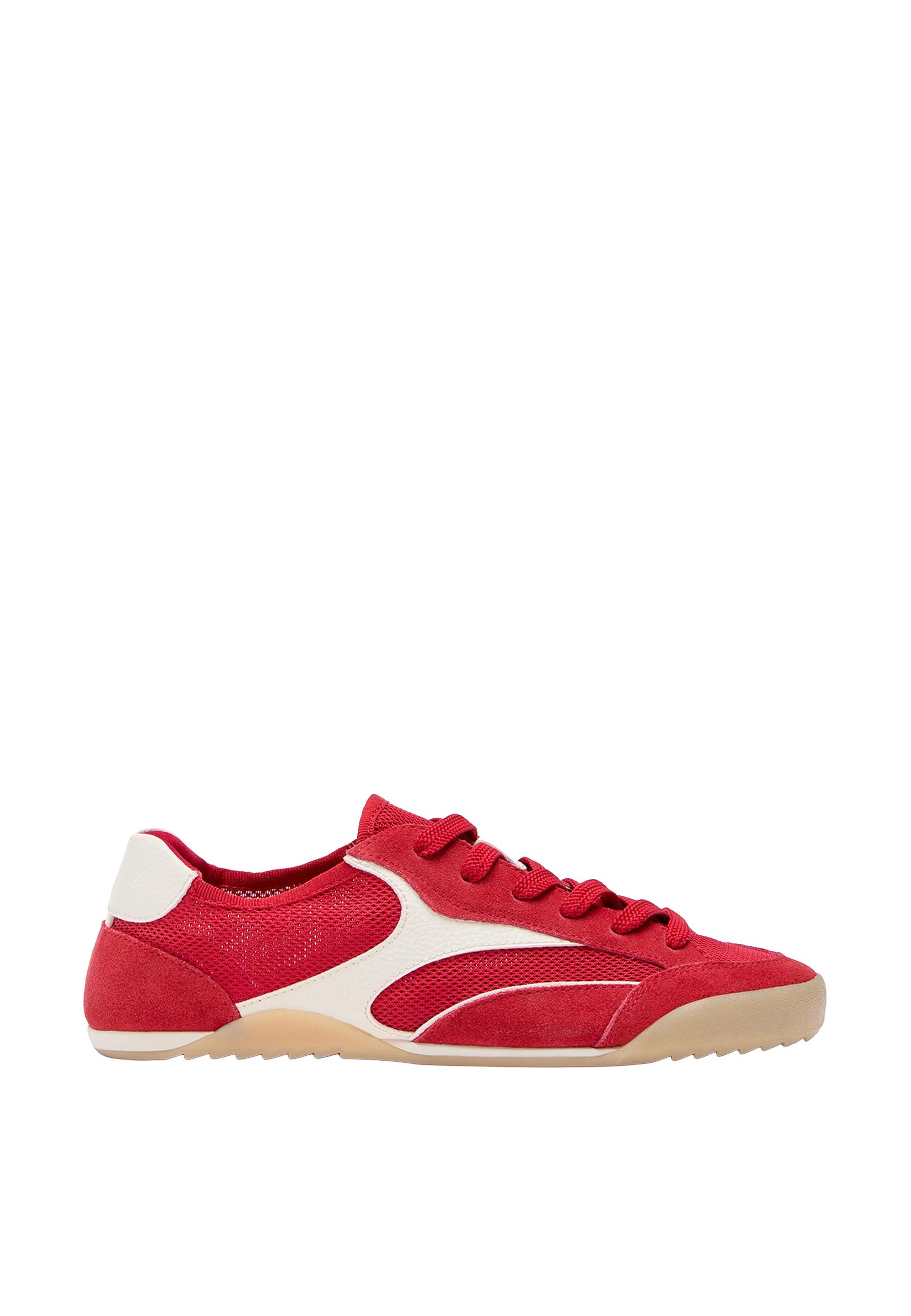 Mesh trainers with leather details — RED
