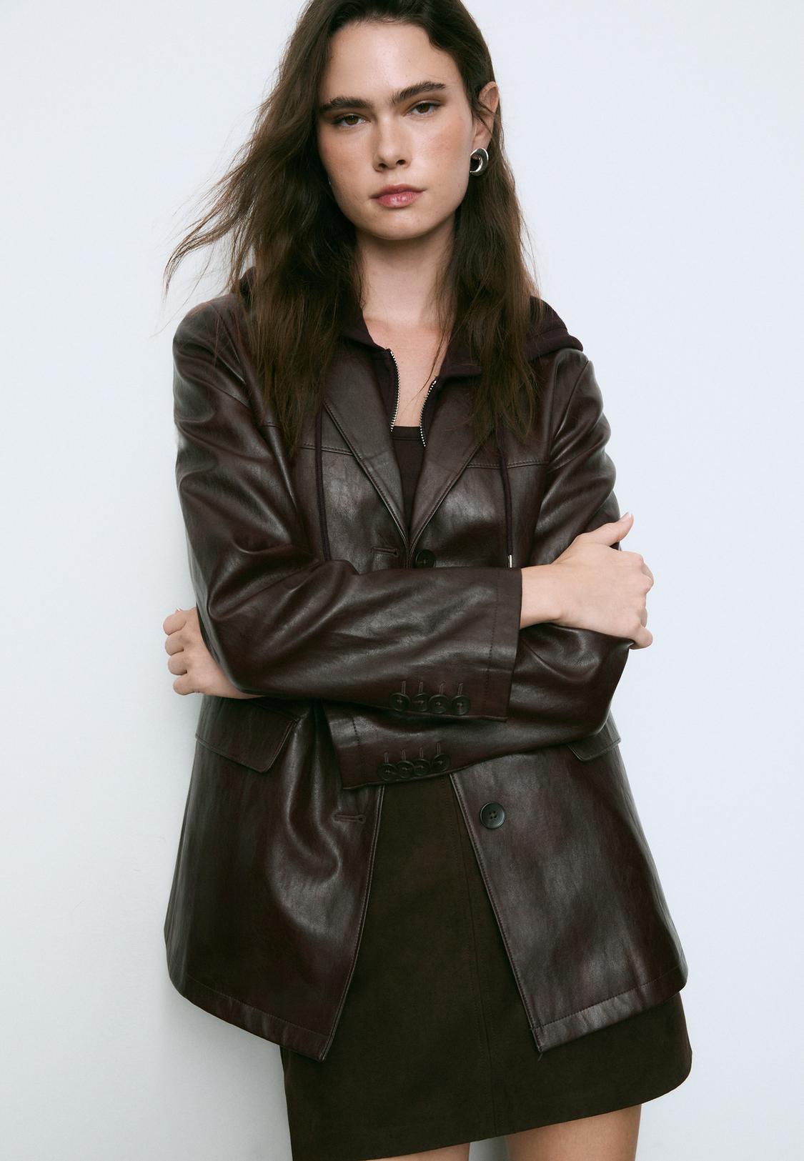 Faux leather blazer Women's fashion Stradivarius Turkey