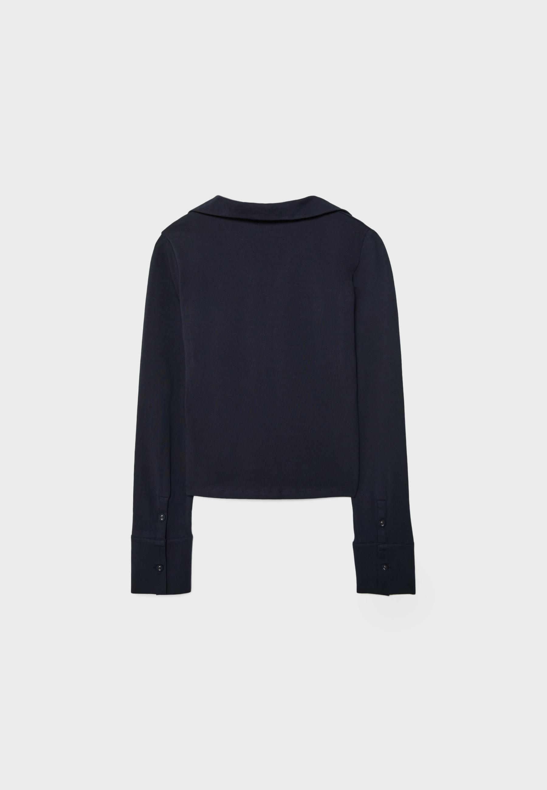 Knit shirt with buttons — Navy blue
