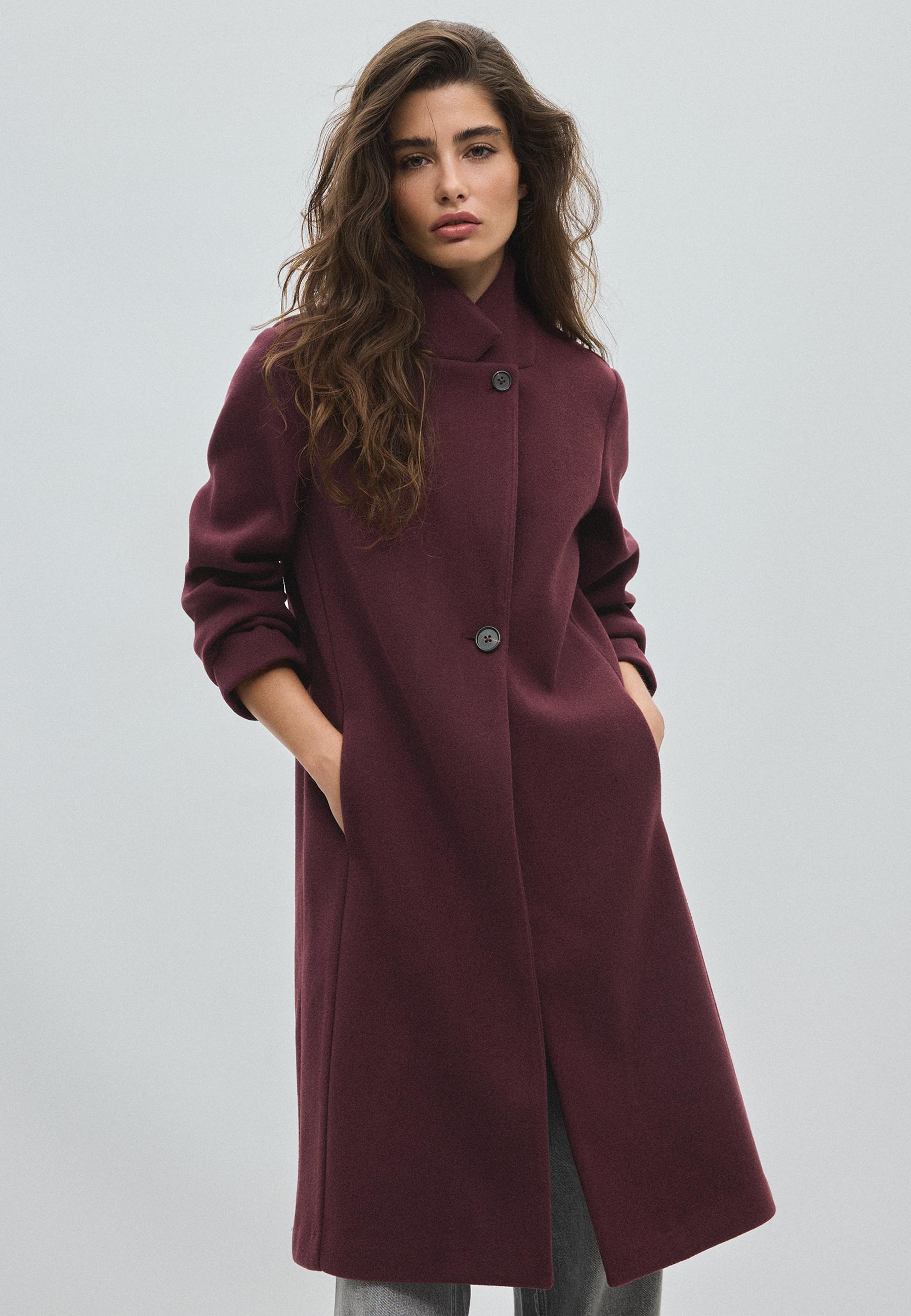 Straight soft-touch coat — Purple