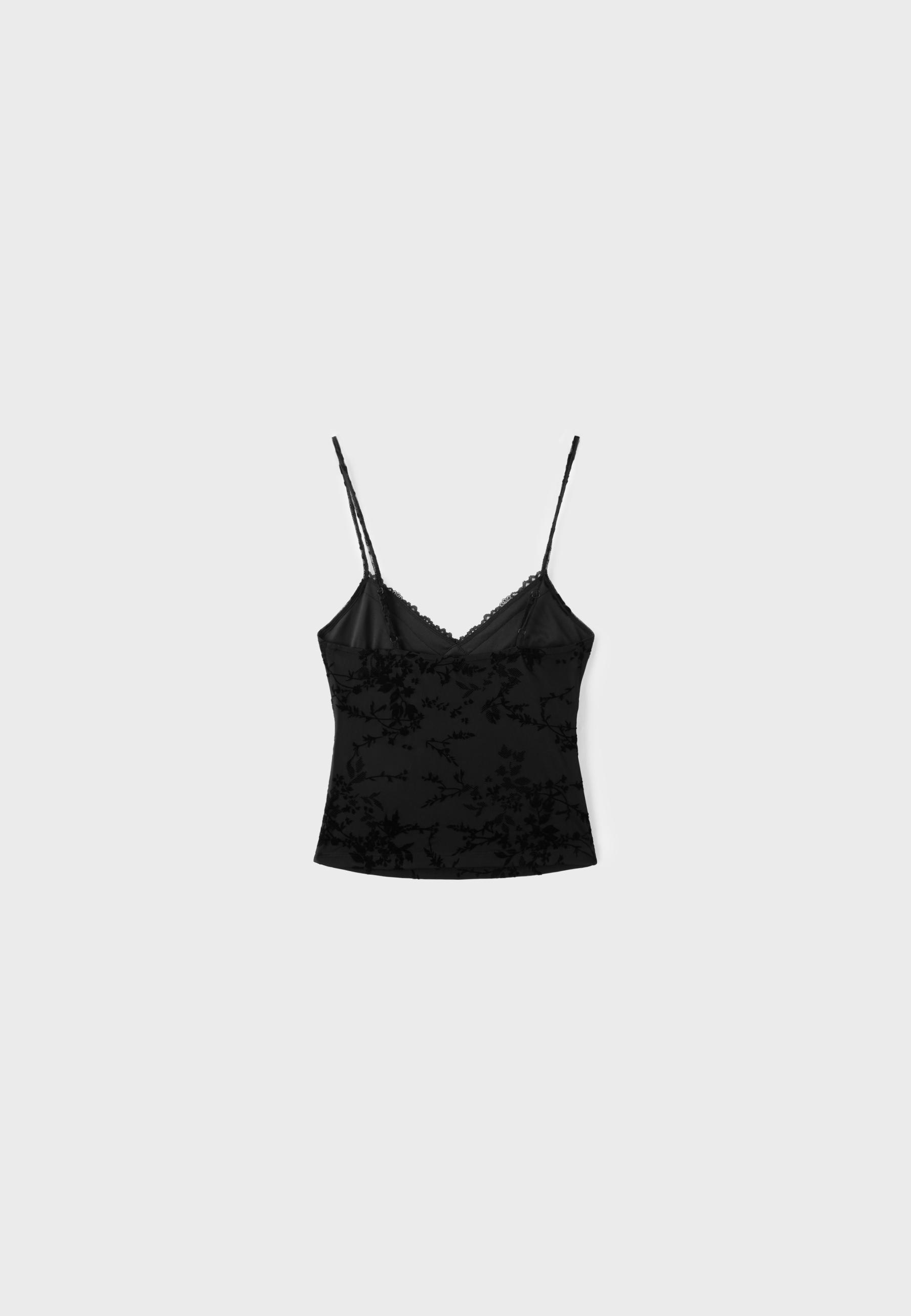 Felted lace fitted top — Black