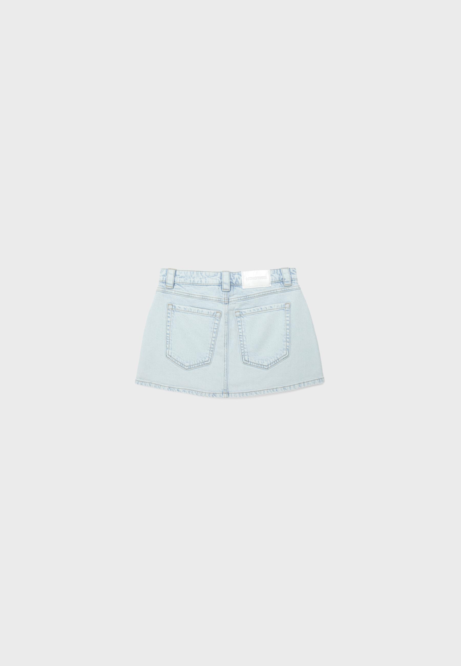 Denim skort with rhinestones — MEDIUM BLUE DENIM