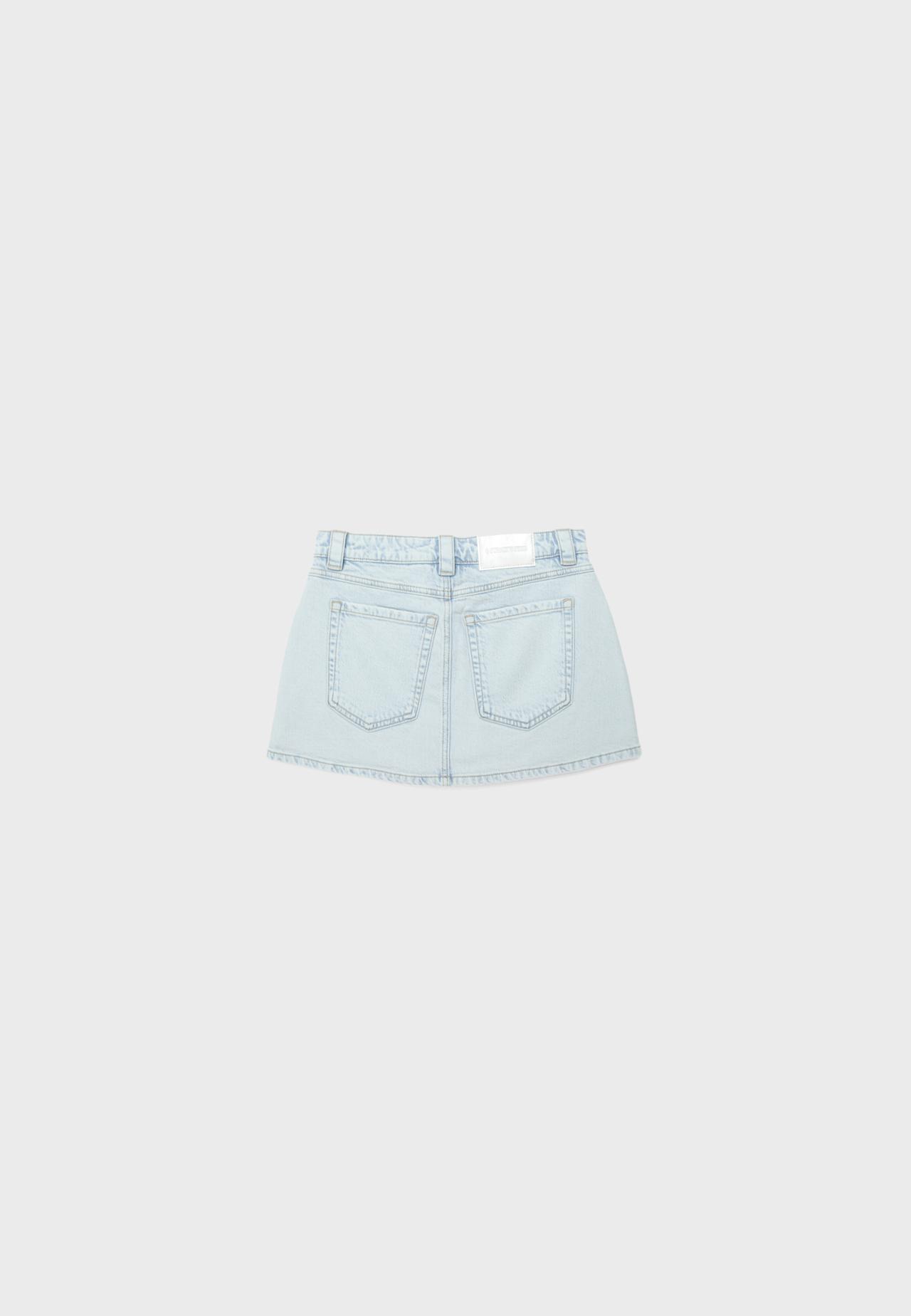 Denim skort with rhinestones — MEDIUM BLUE DENIM