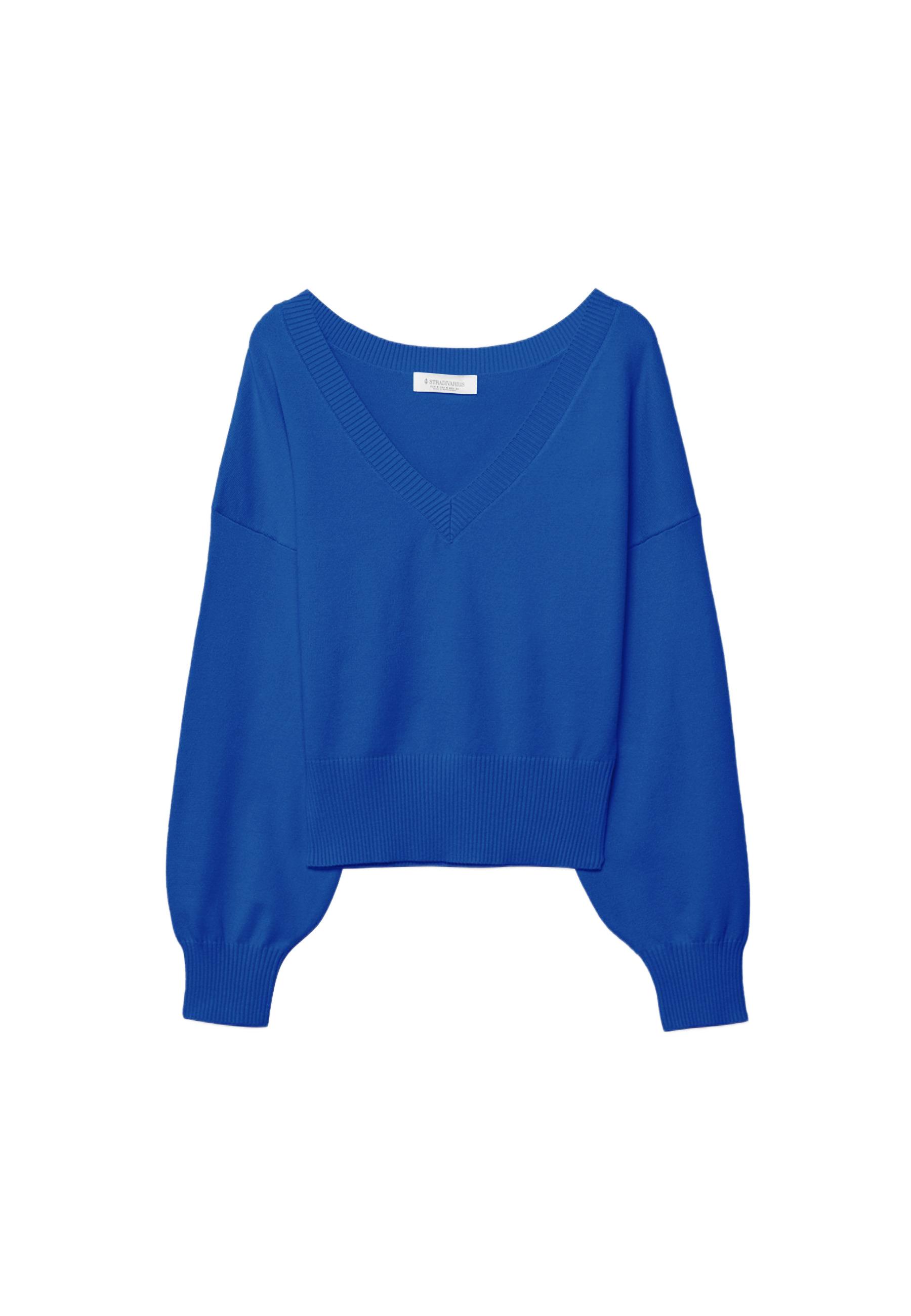 V-neck batwing sleeve jumper — Electric blue