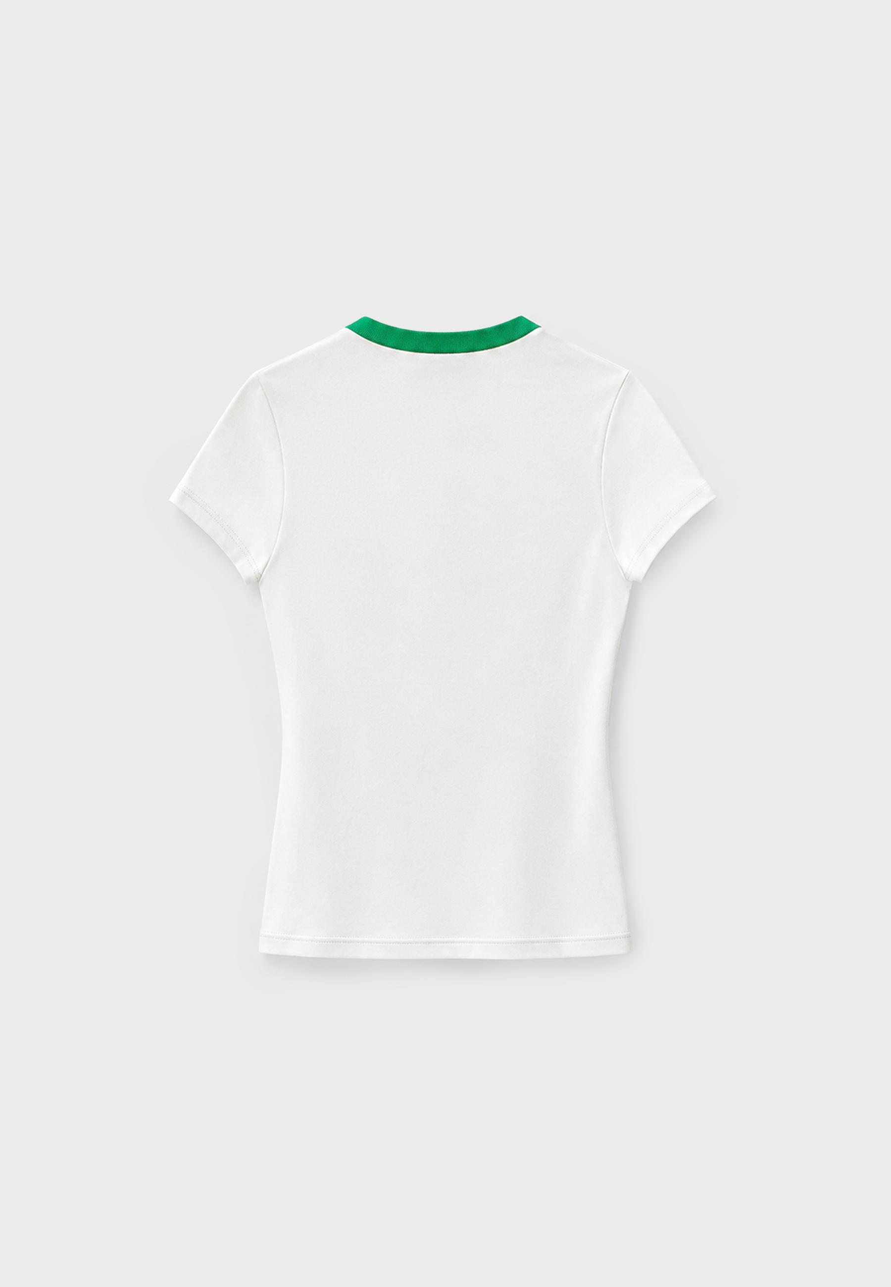 Contrast neck T-shirt with slogan — Green