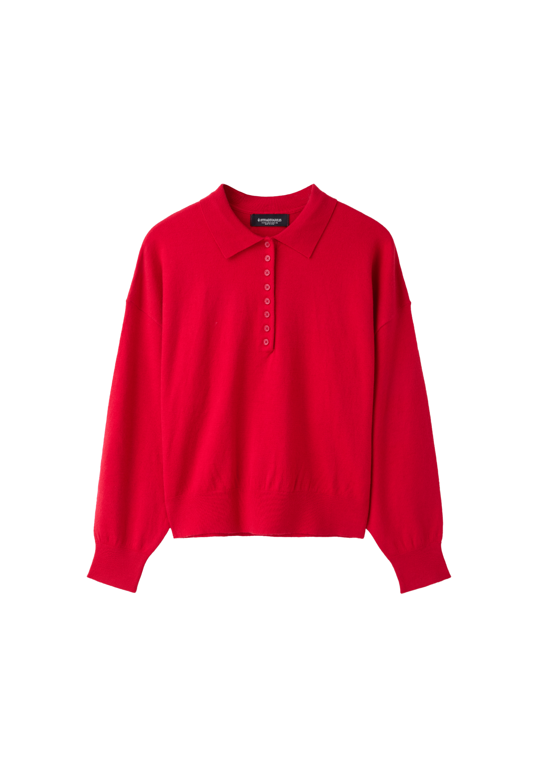 Polo collar knit sweater — Red