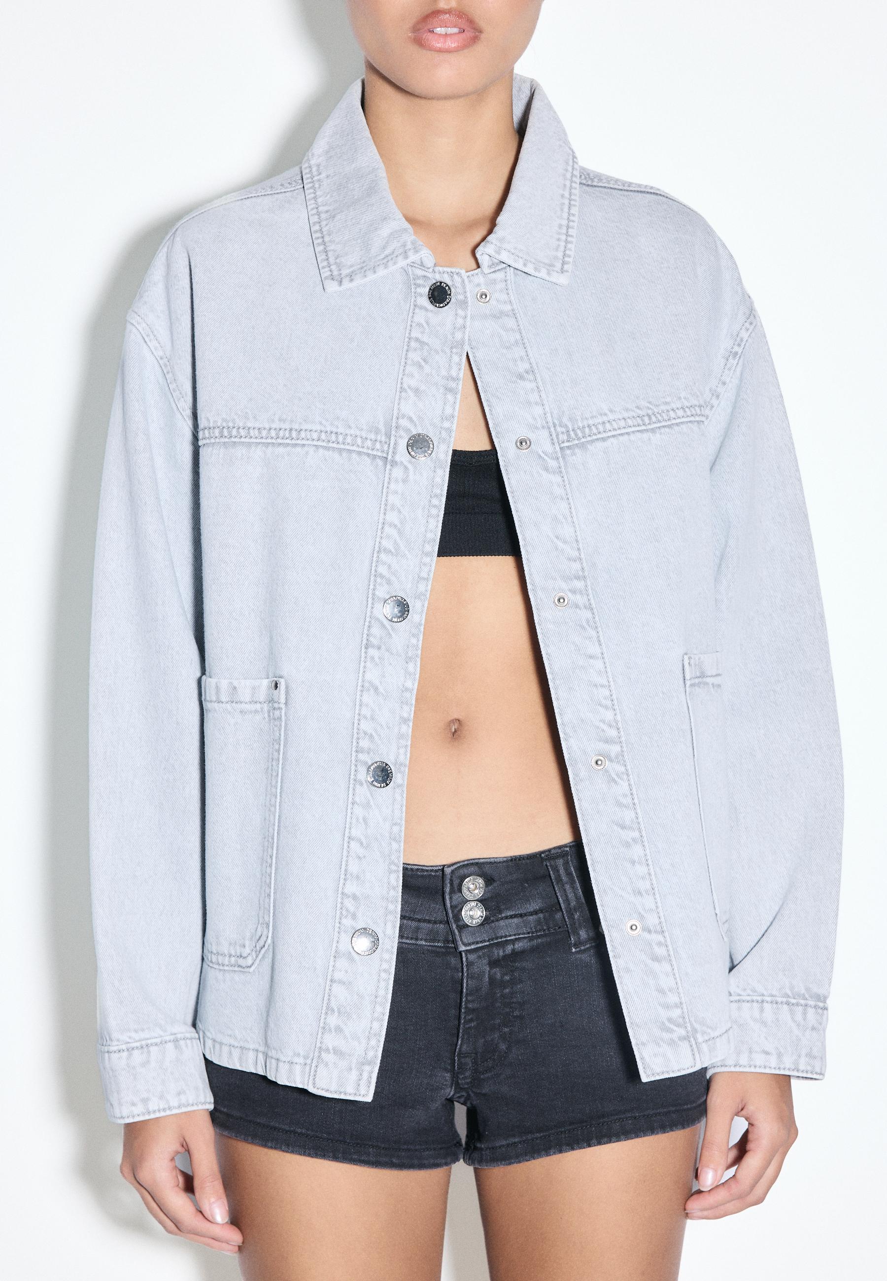 Denim jacket with pockets — LIGHT GREY DENIM WASH