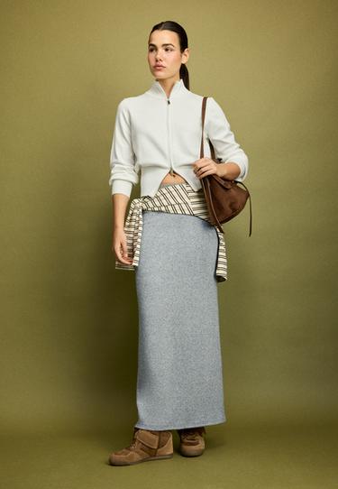 Soft-touch long skirt — Dark grey 2