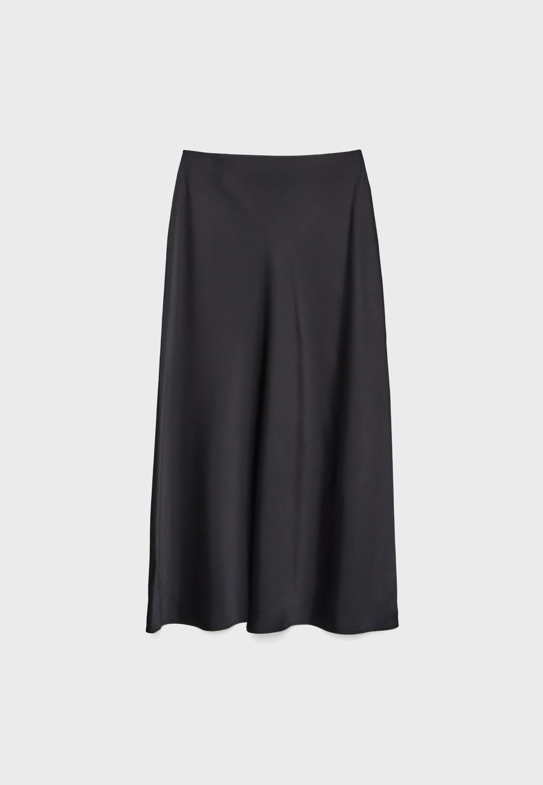 Satin midi skirt — Black