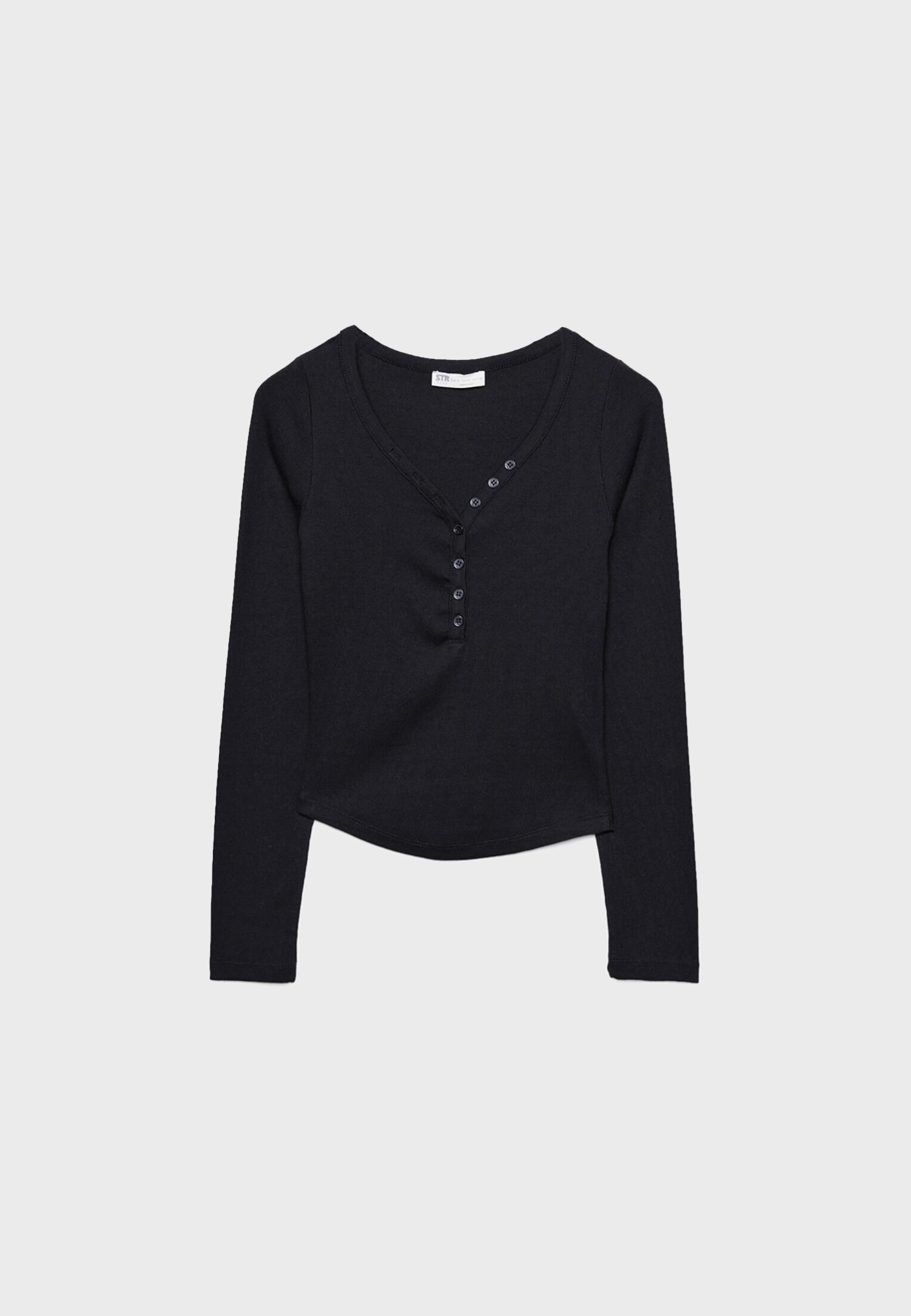 Blouse with buttons — Black