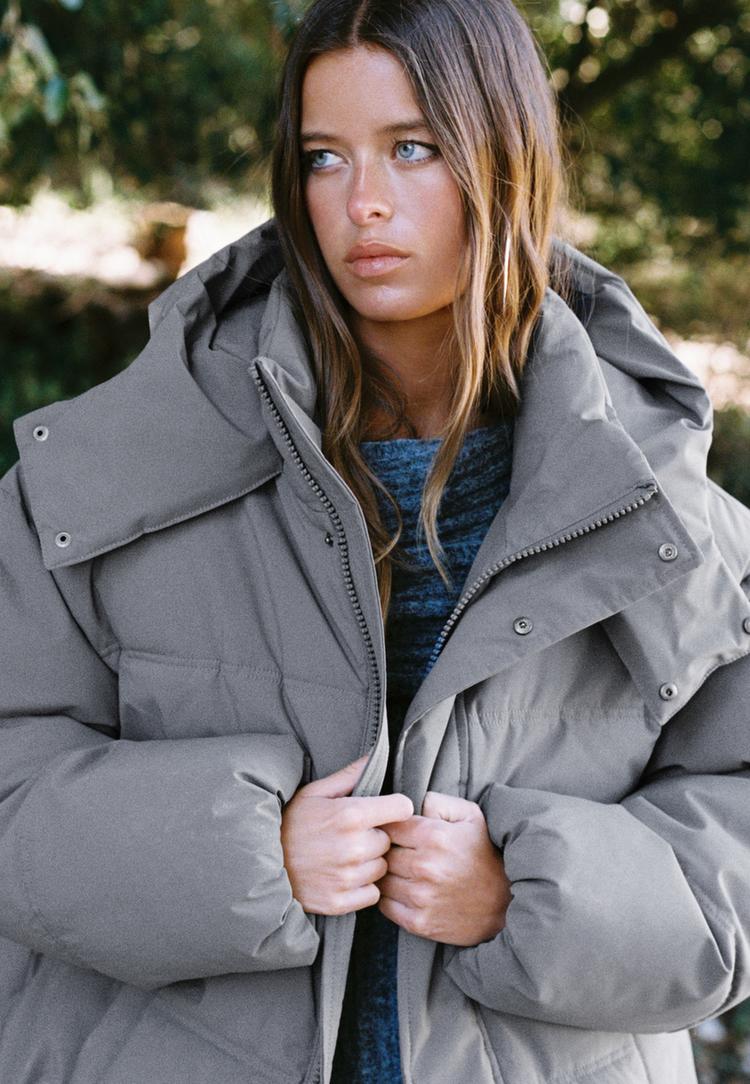 kapusonlu oversize sisme mont