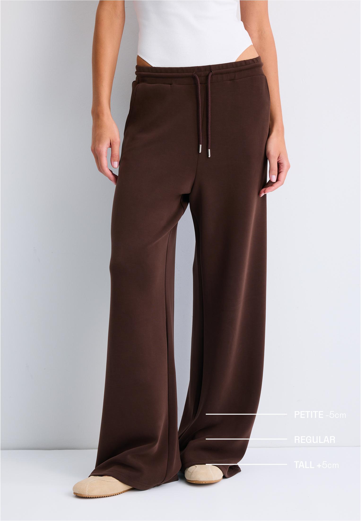 Soft-touch palazzo joggers — Brown
