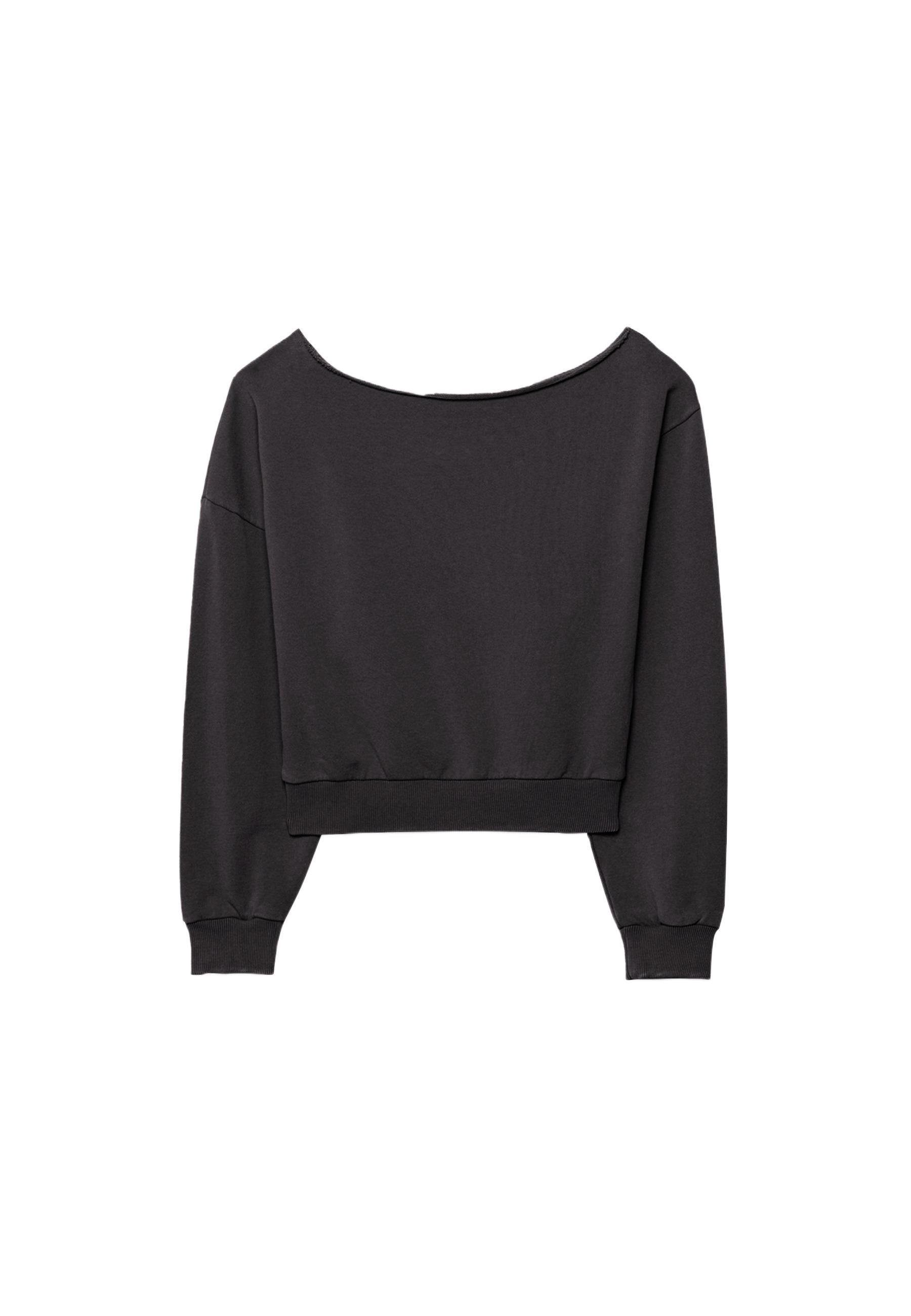 Washed effect cropped sweatshirt — Dark grey