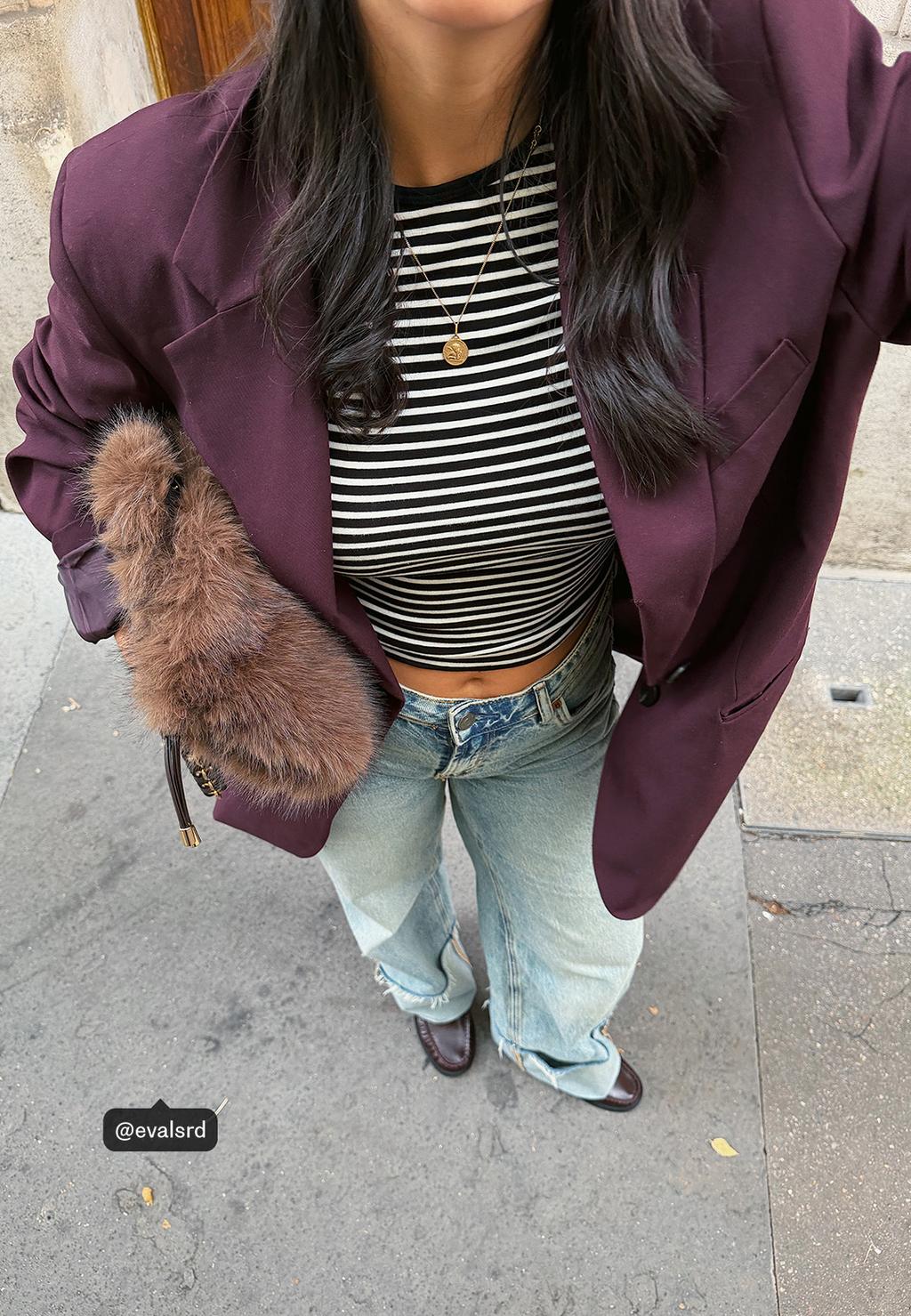 Basic long sleeve striped cotton T-shirt