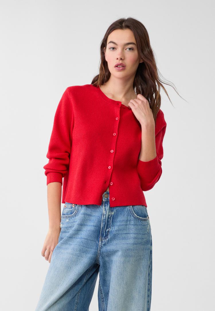 chaqueta punto rib botones