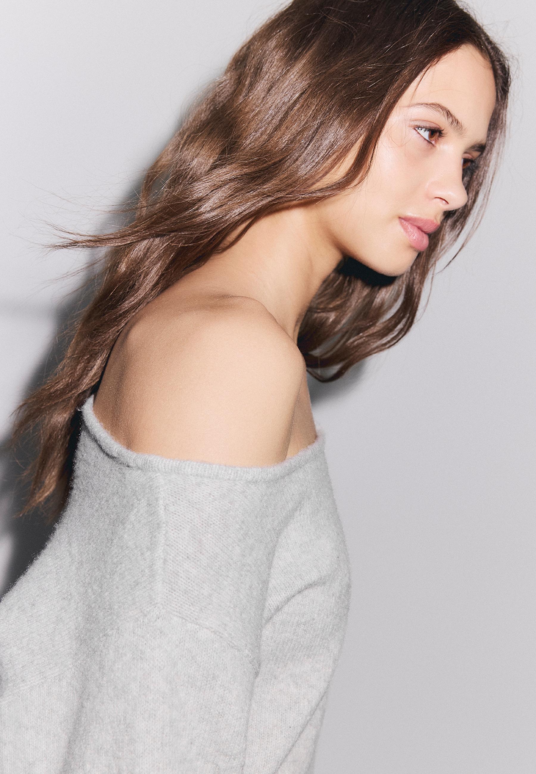 Asymmetric knit sweater — Grey melange