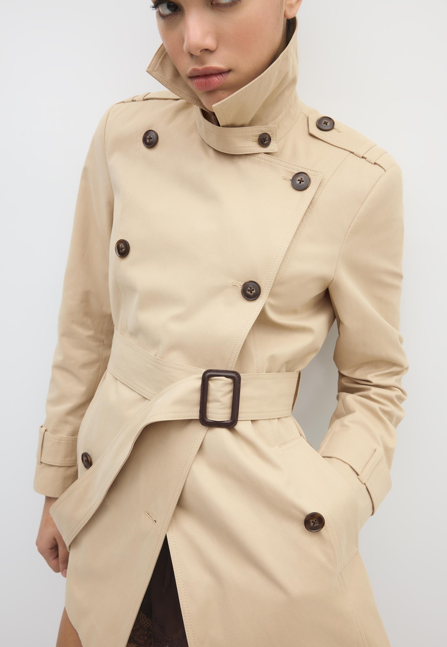Short basic trench coat — Stone