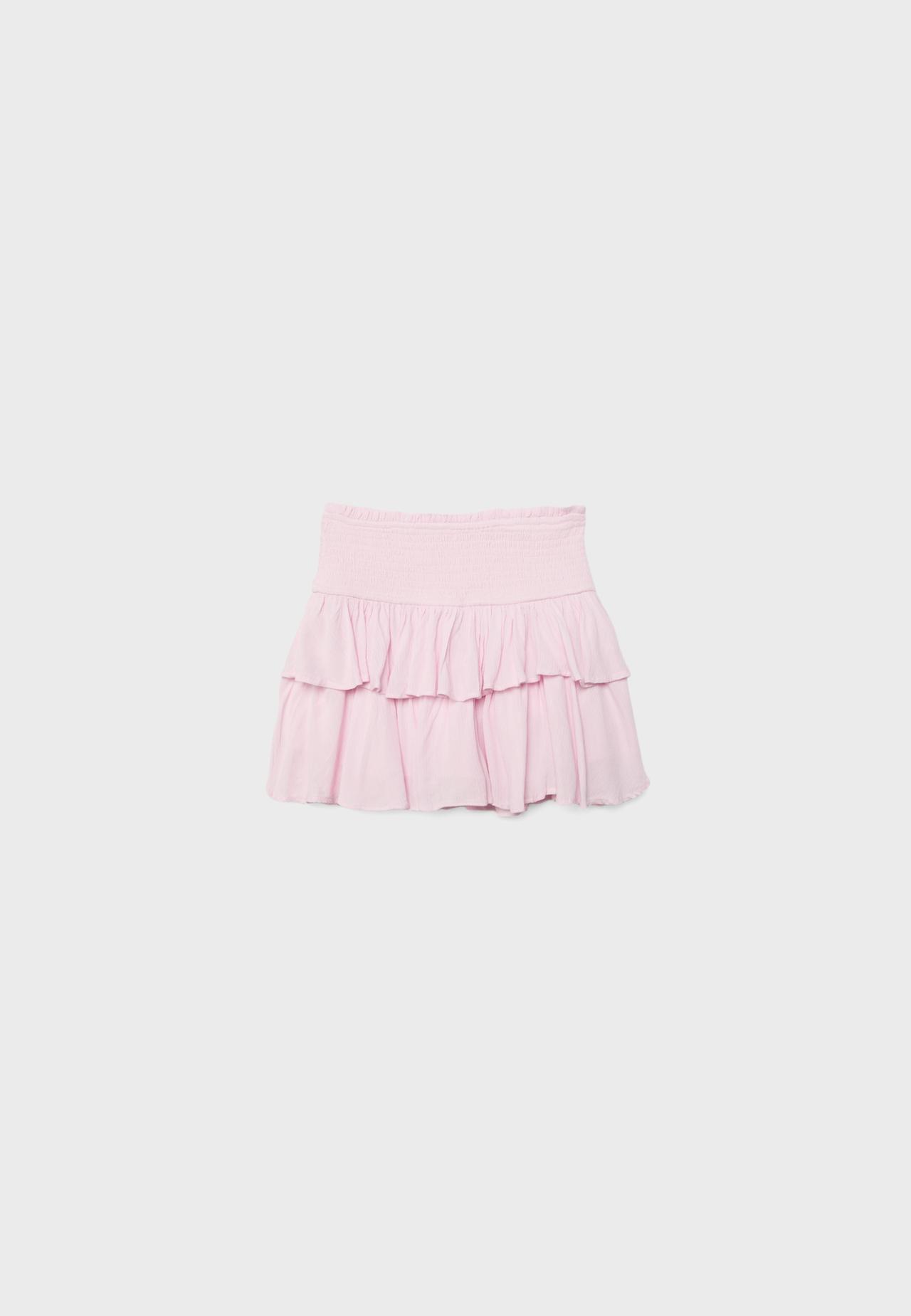 Ruffled mini skort — Pastel pink