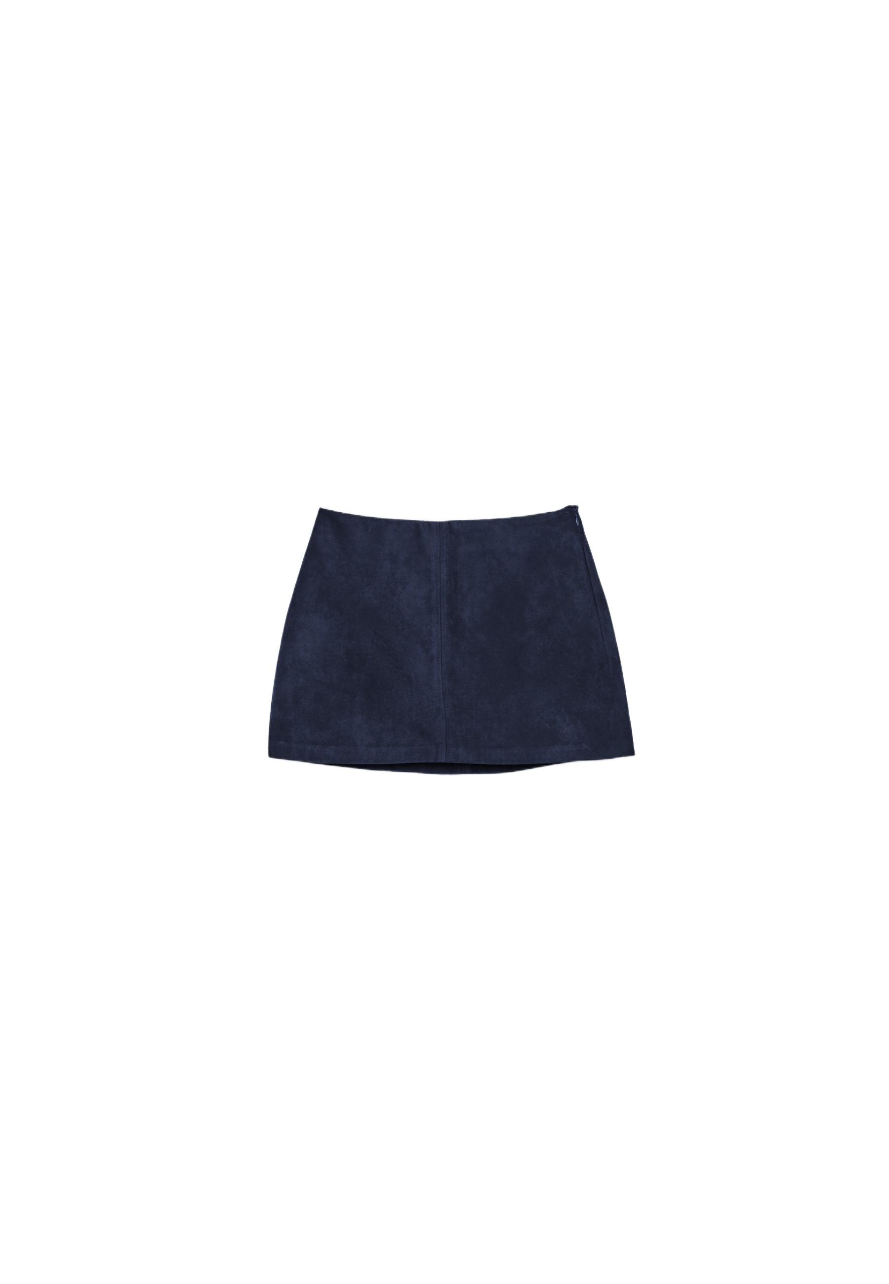 Faux suede mini skort — Navy blue