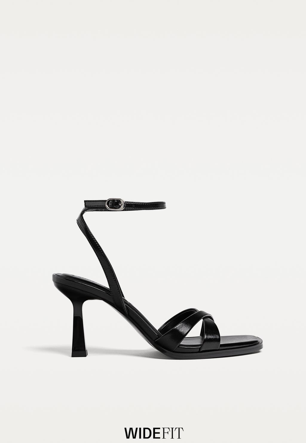 WIDE FIT. Black high-heeled sandals