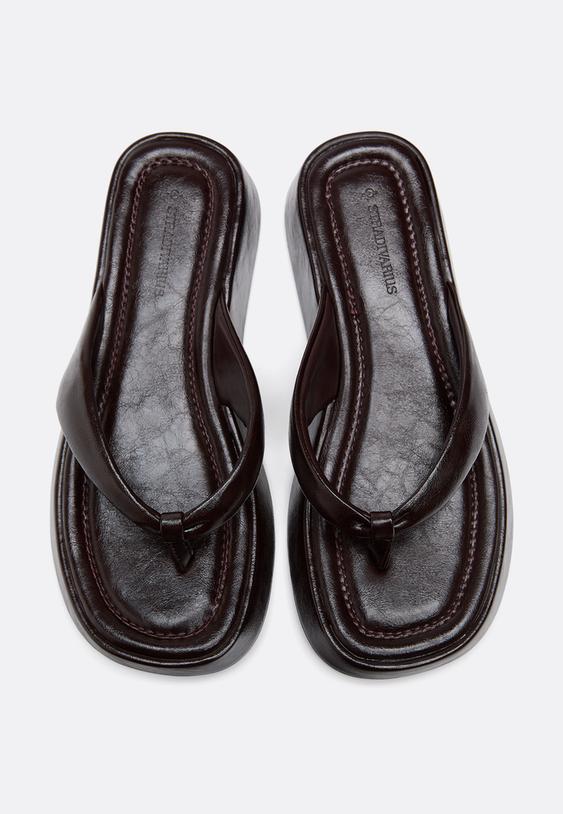 Stradivarius Platform Thong Sandals Brown 7