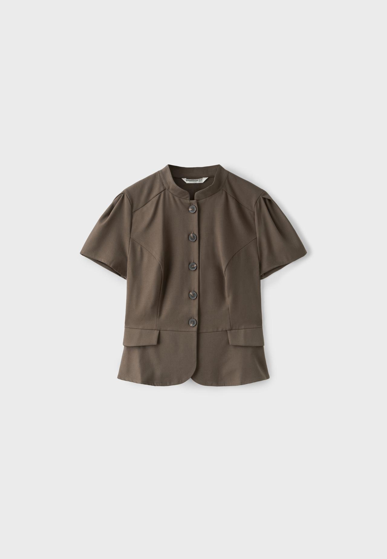 Fitted short sleeve shirt — Brown