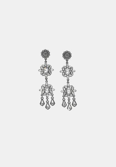 Long rhinestone earrings — Grey 2