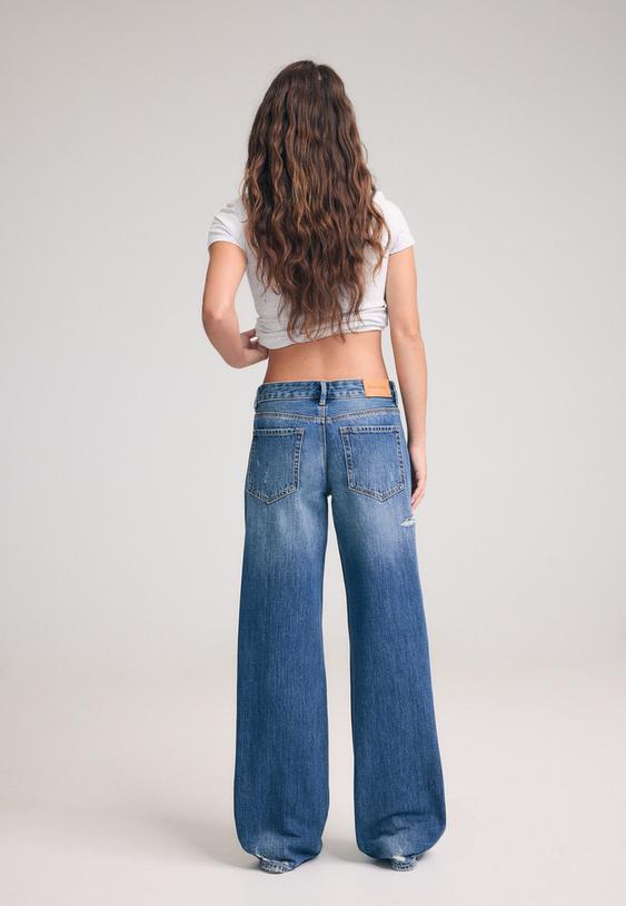 jeans straight tiro bajo rotos