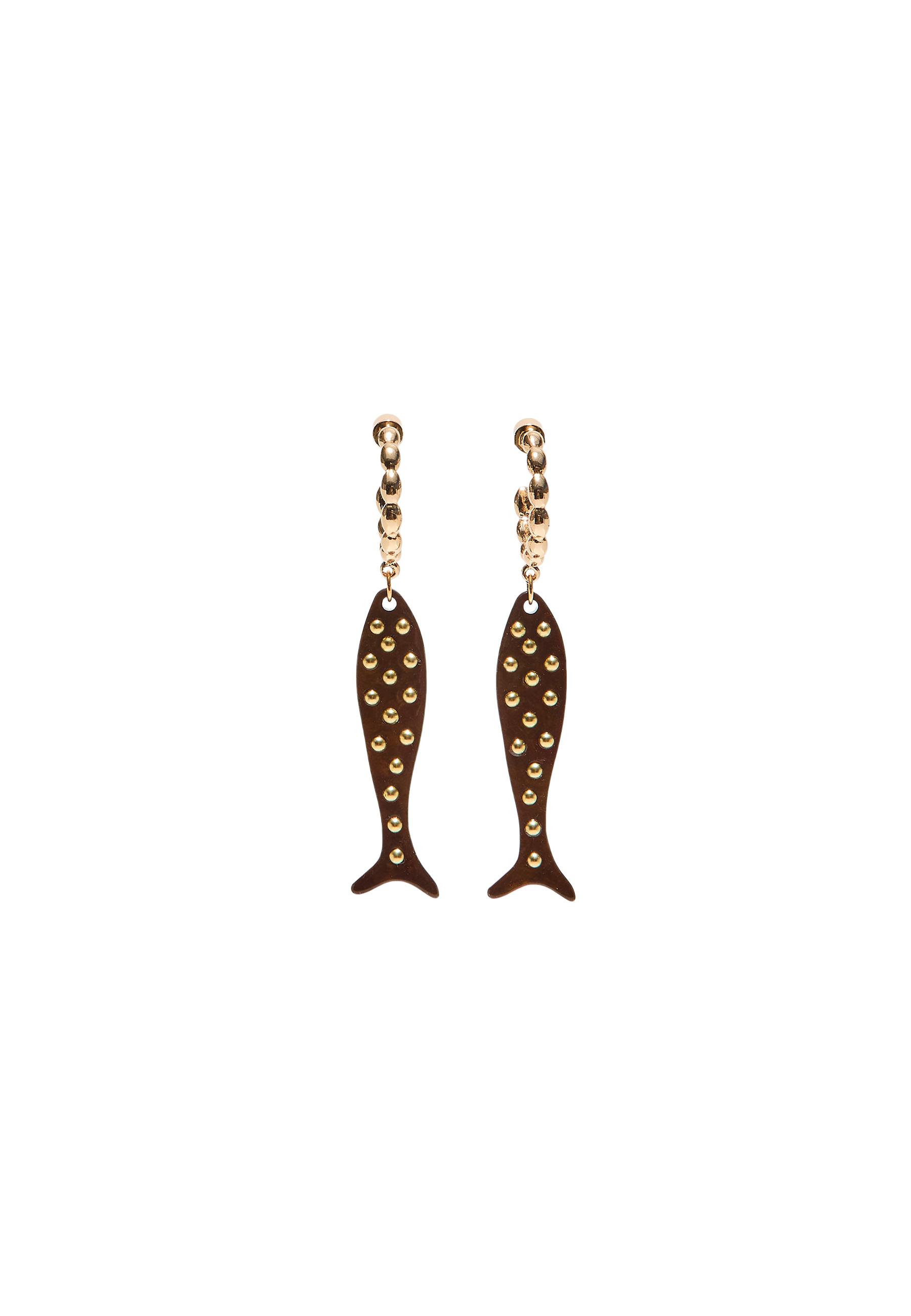Fish stud earrings — Gold