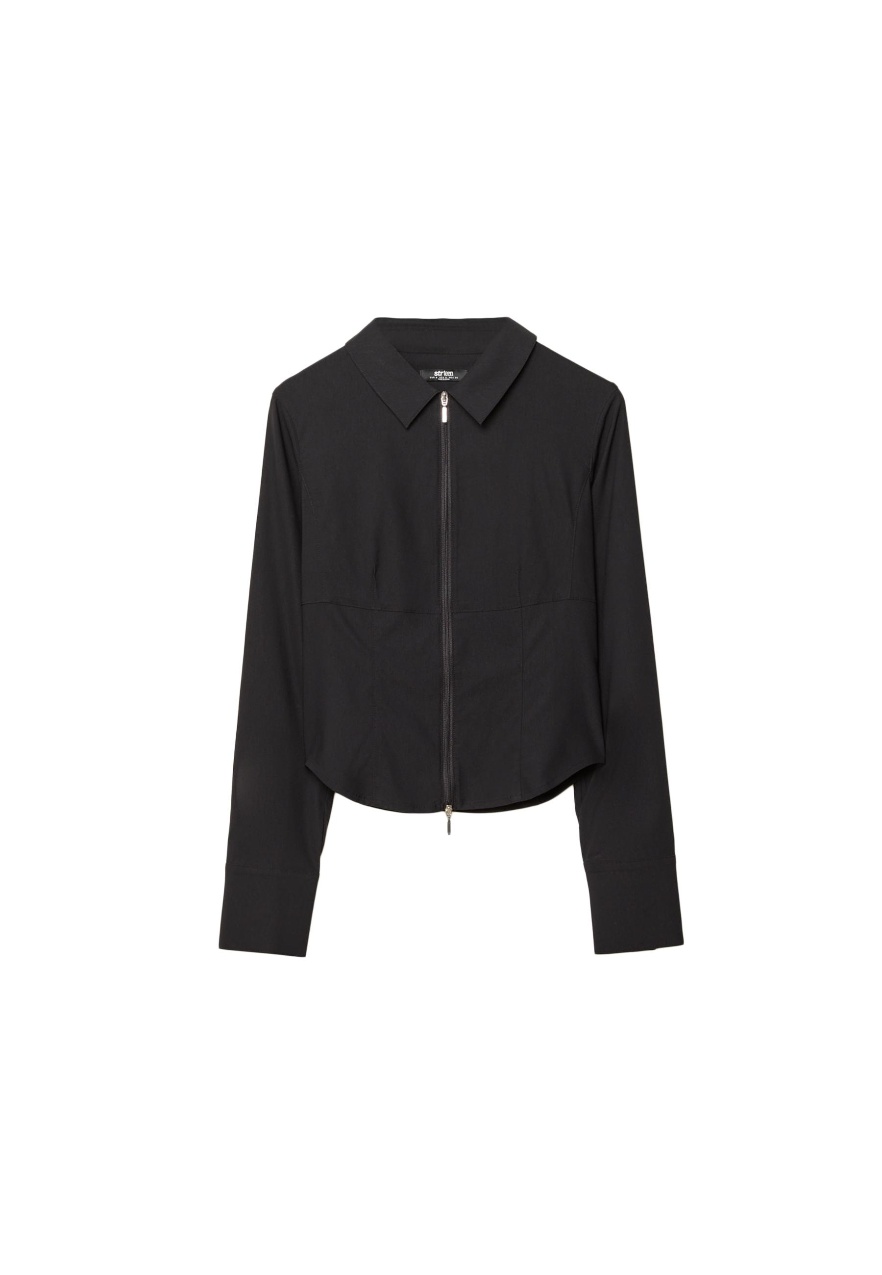 Fitted shirt with zip — Black