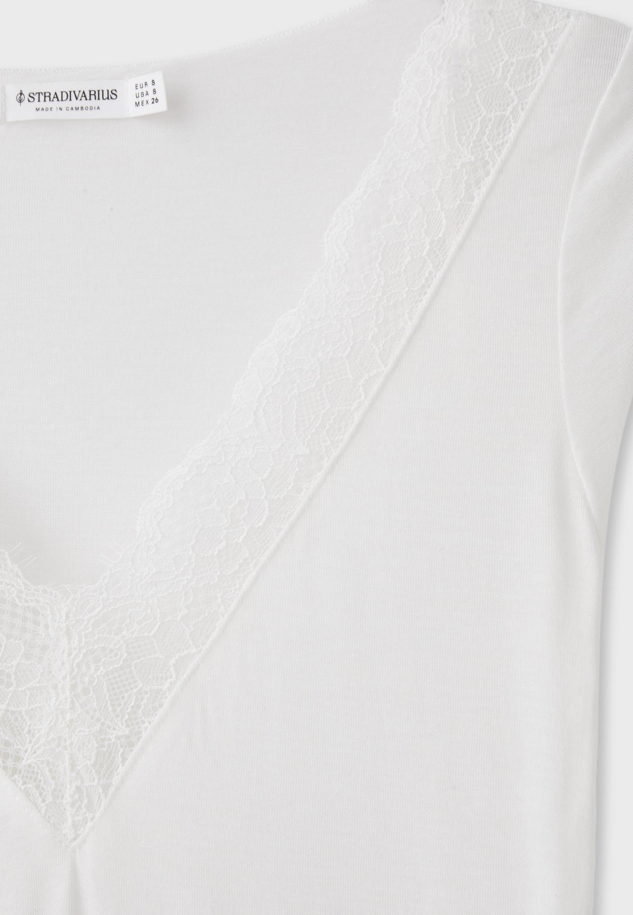 Cashmere V-neck long sleeve T-shirt — Vanilla
