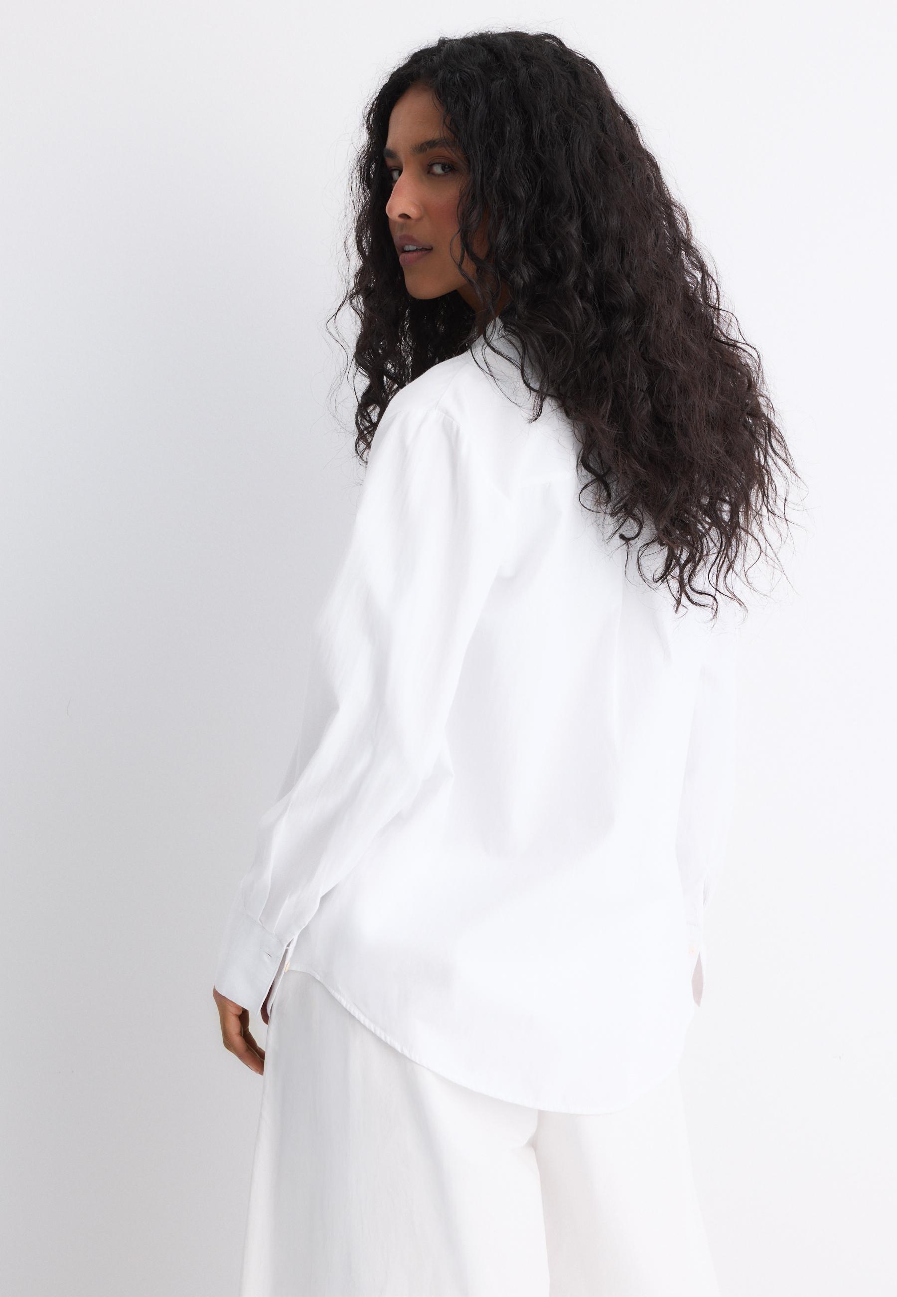 Basic poplin shirt with pocket — White