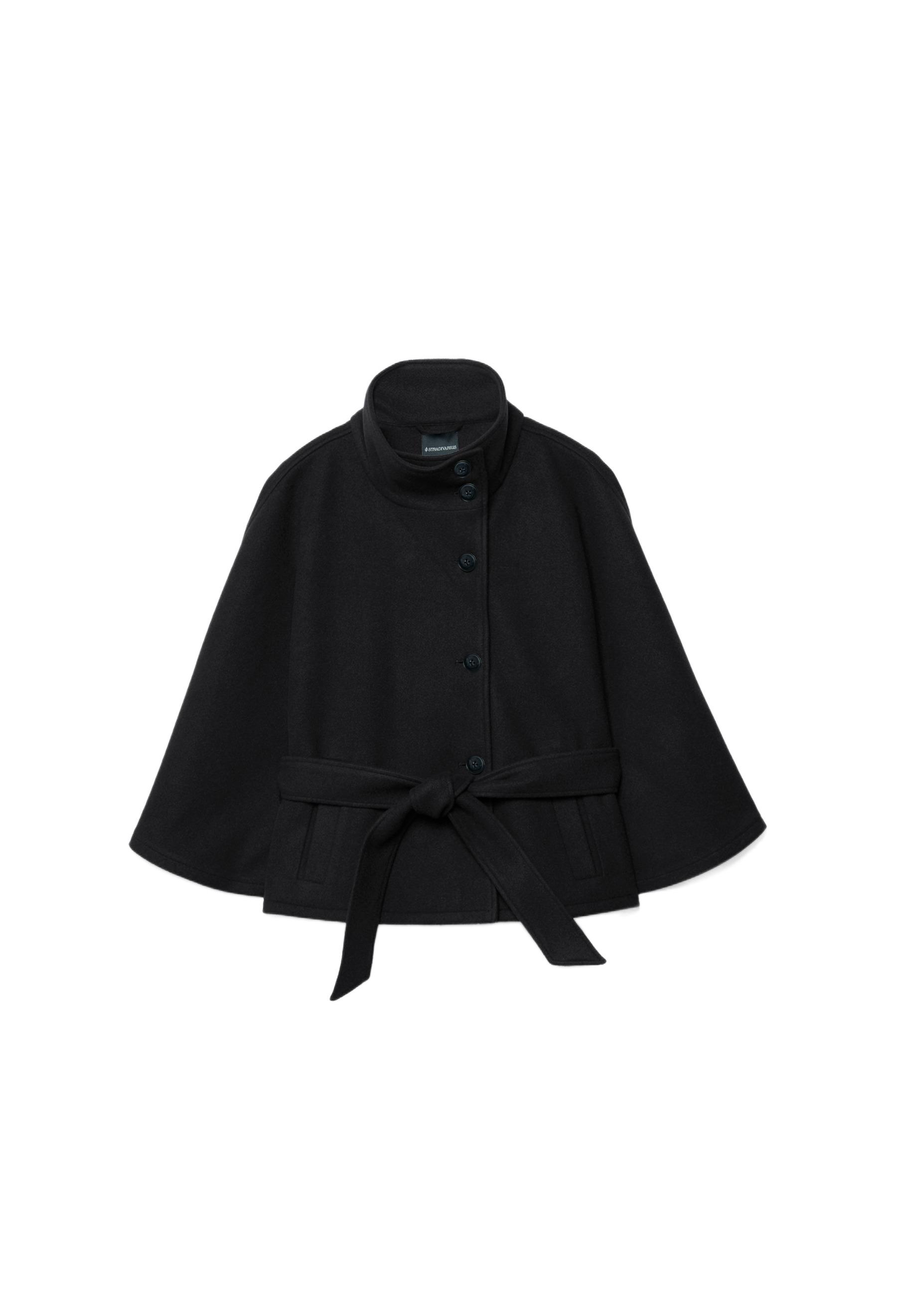 Soft-touch cape jacket — Black