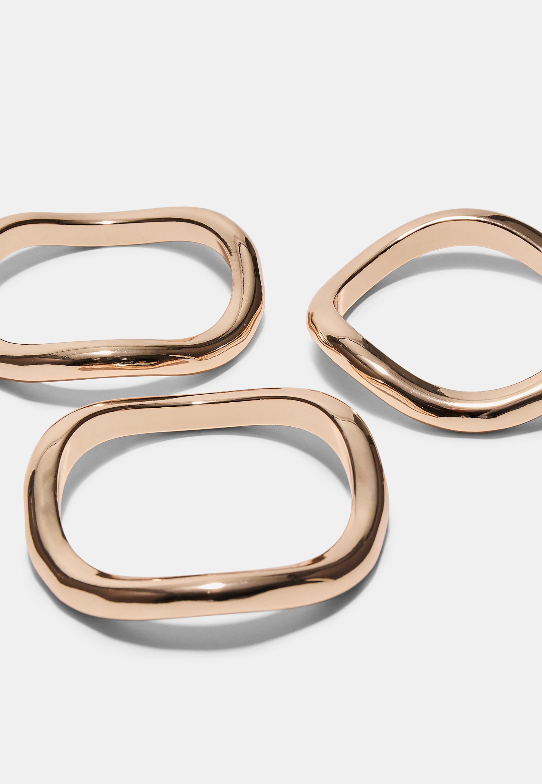 Set of 3 rigid bracelets — Gold