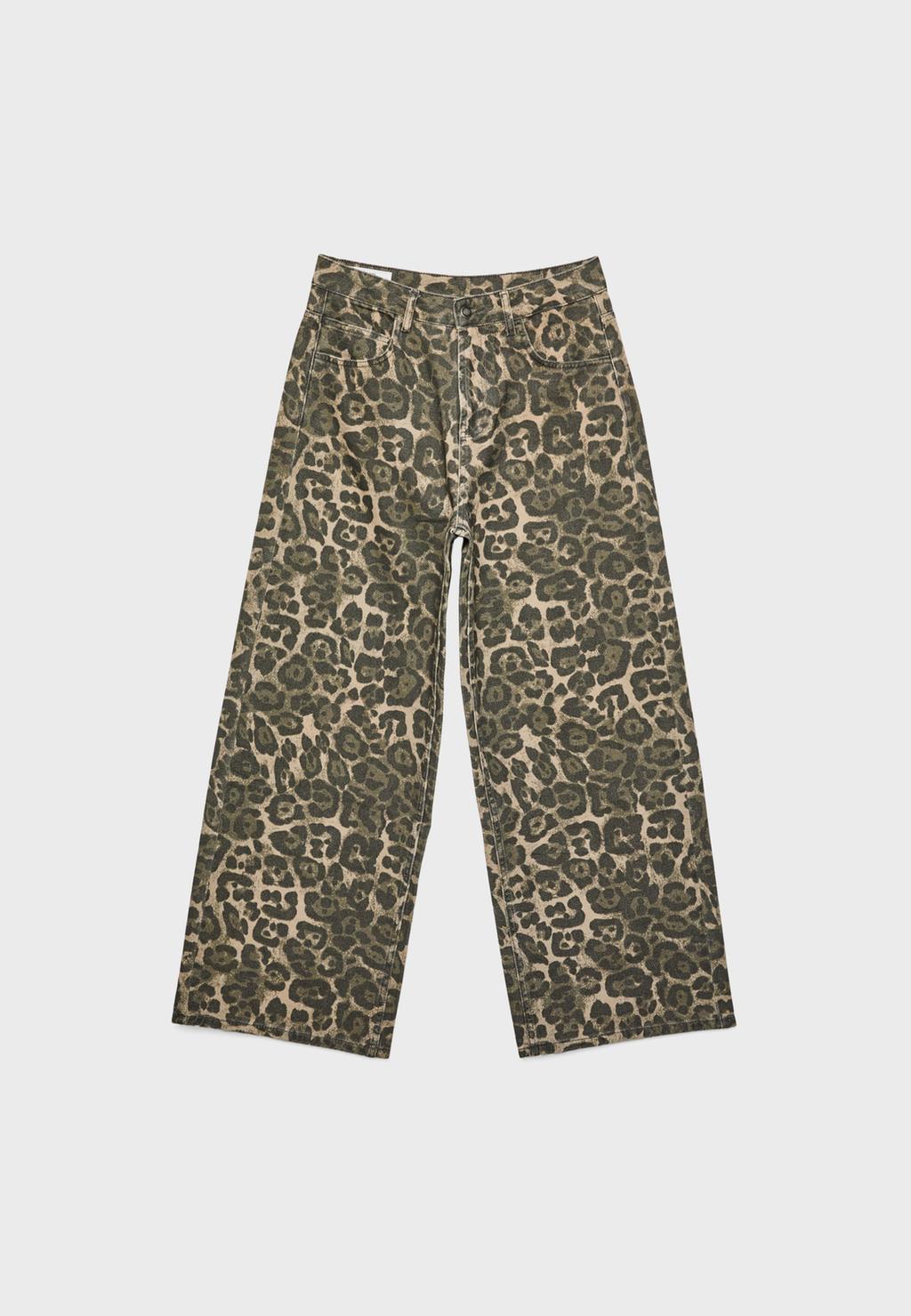 Leopar Desenli Baggy Pantolon