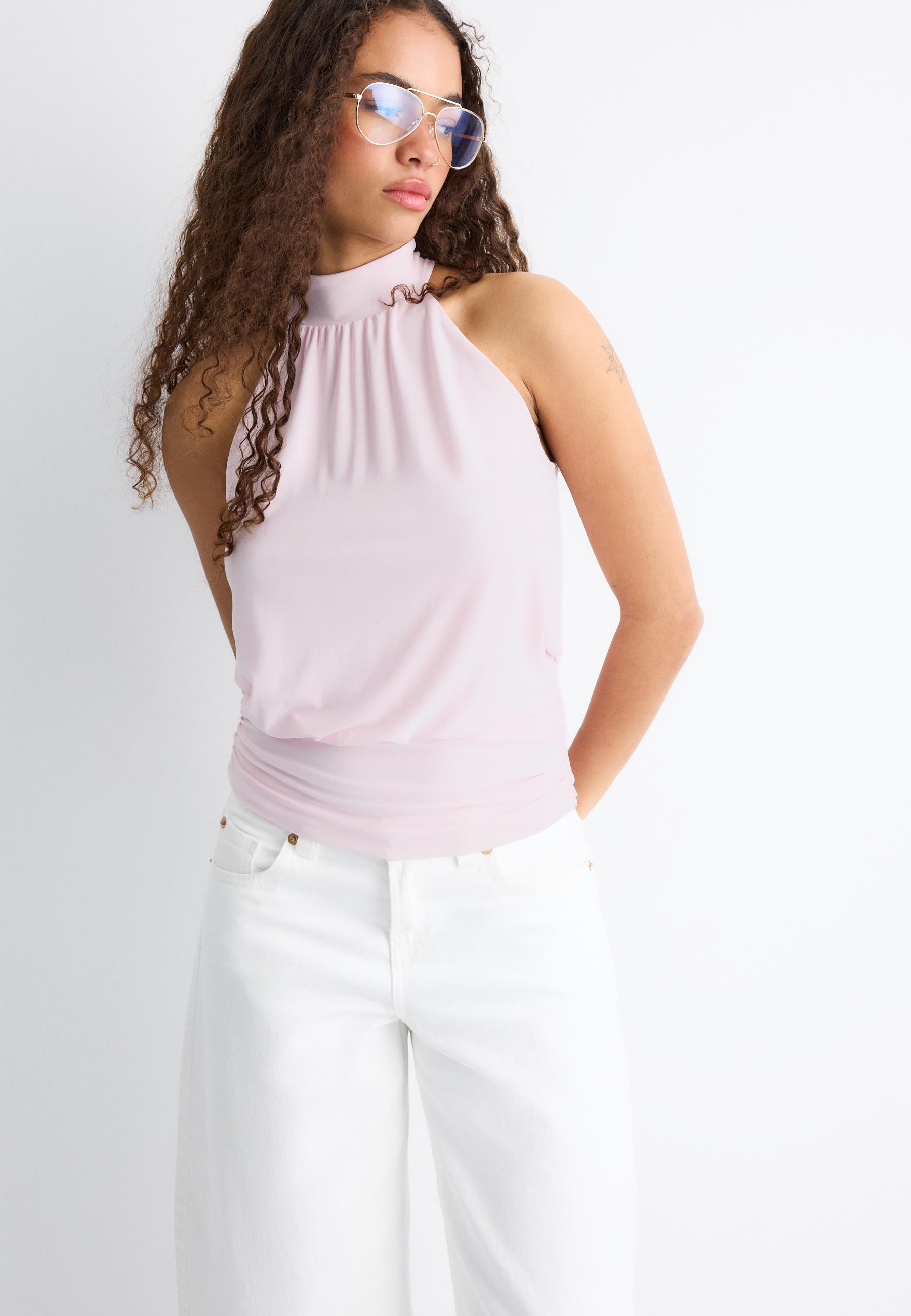 Puff-effect halter top — Salmon pink