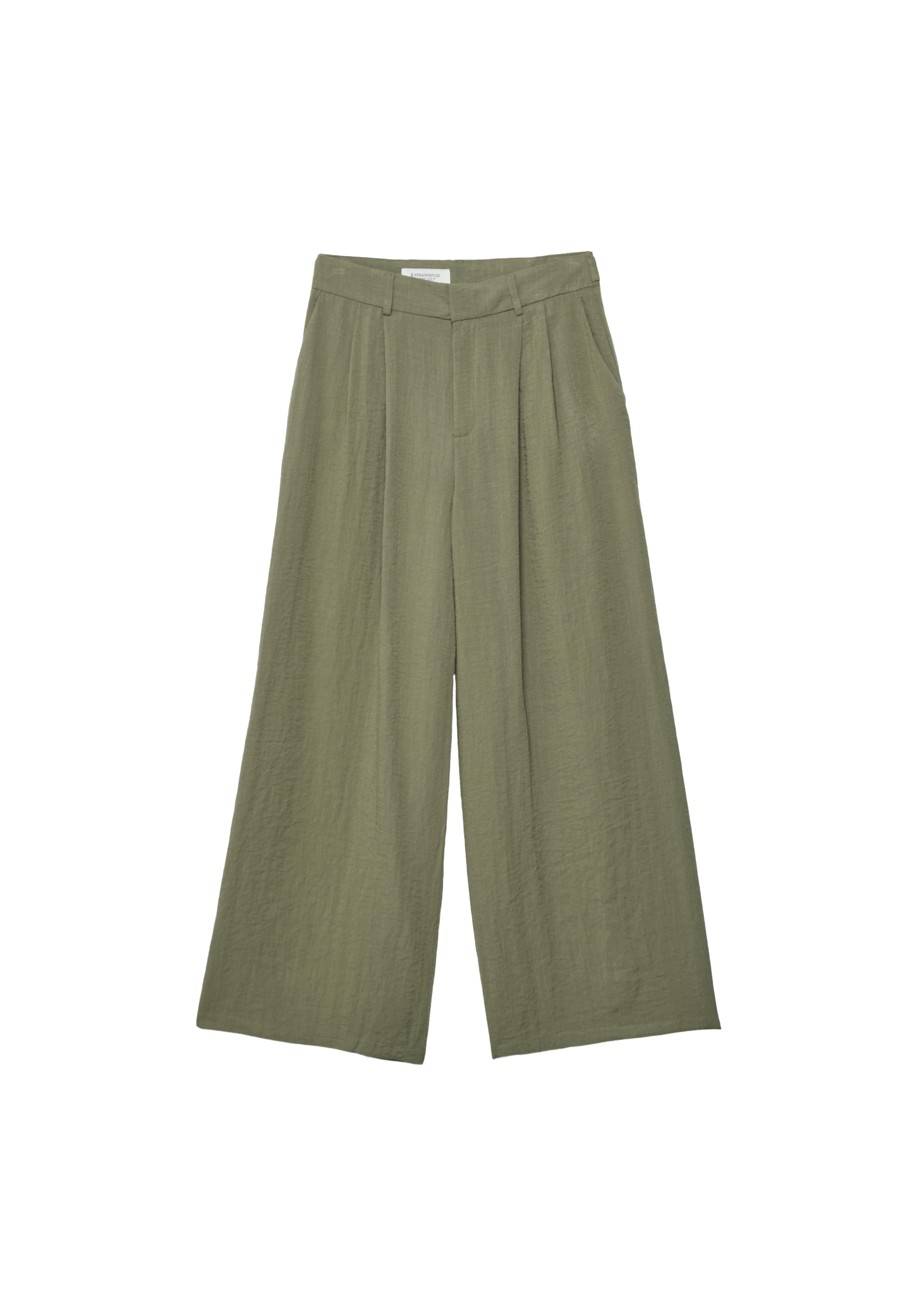 Adjustable rustic wide-leg trousers — Khaki