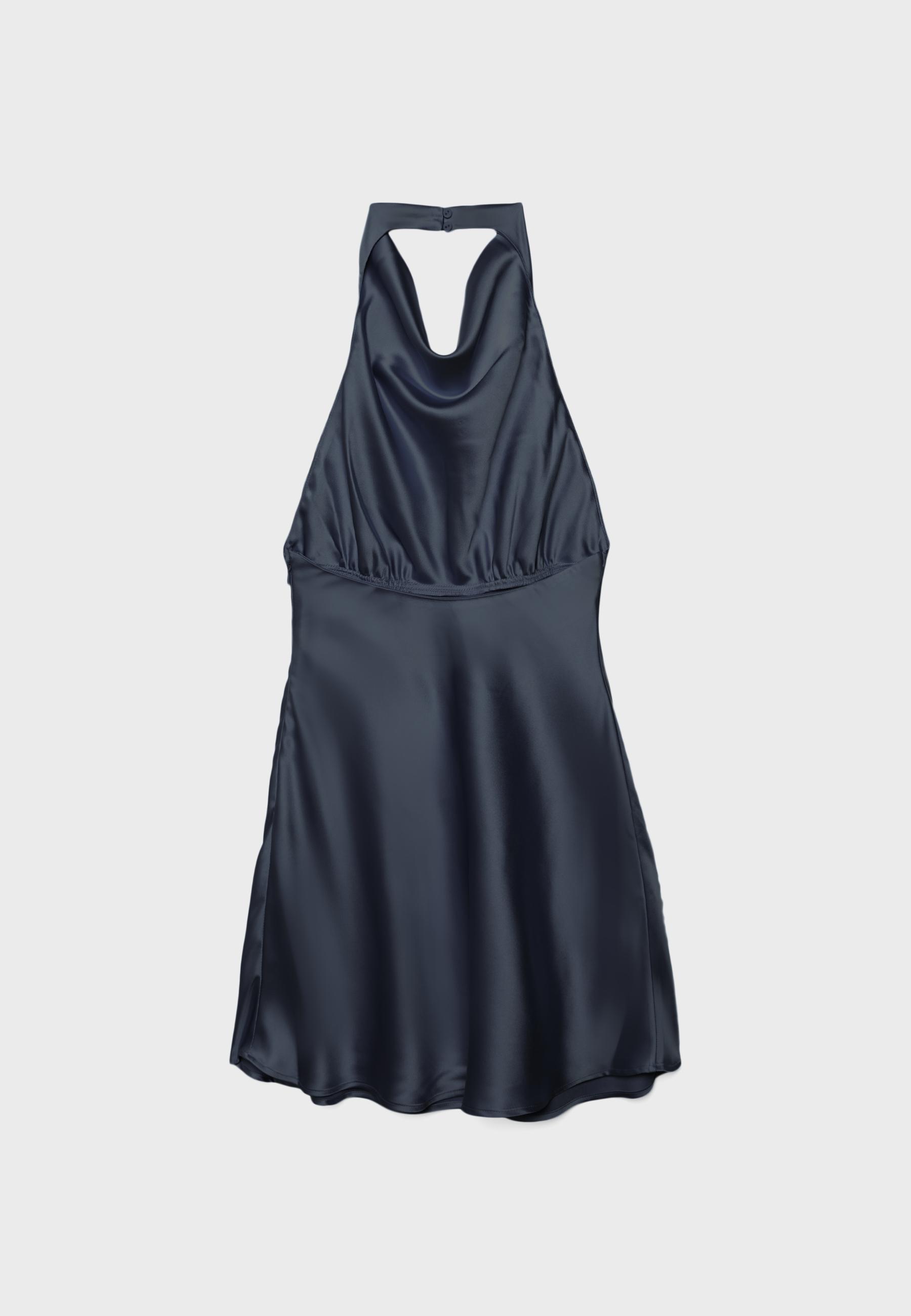 Saten halter kısa elbise