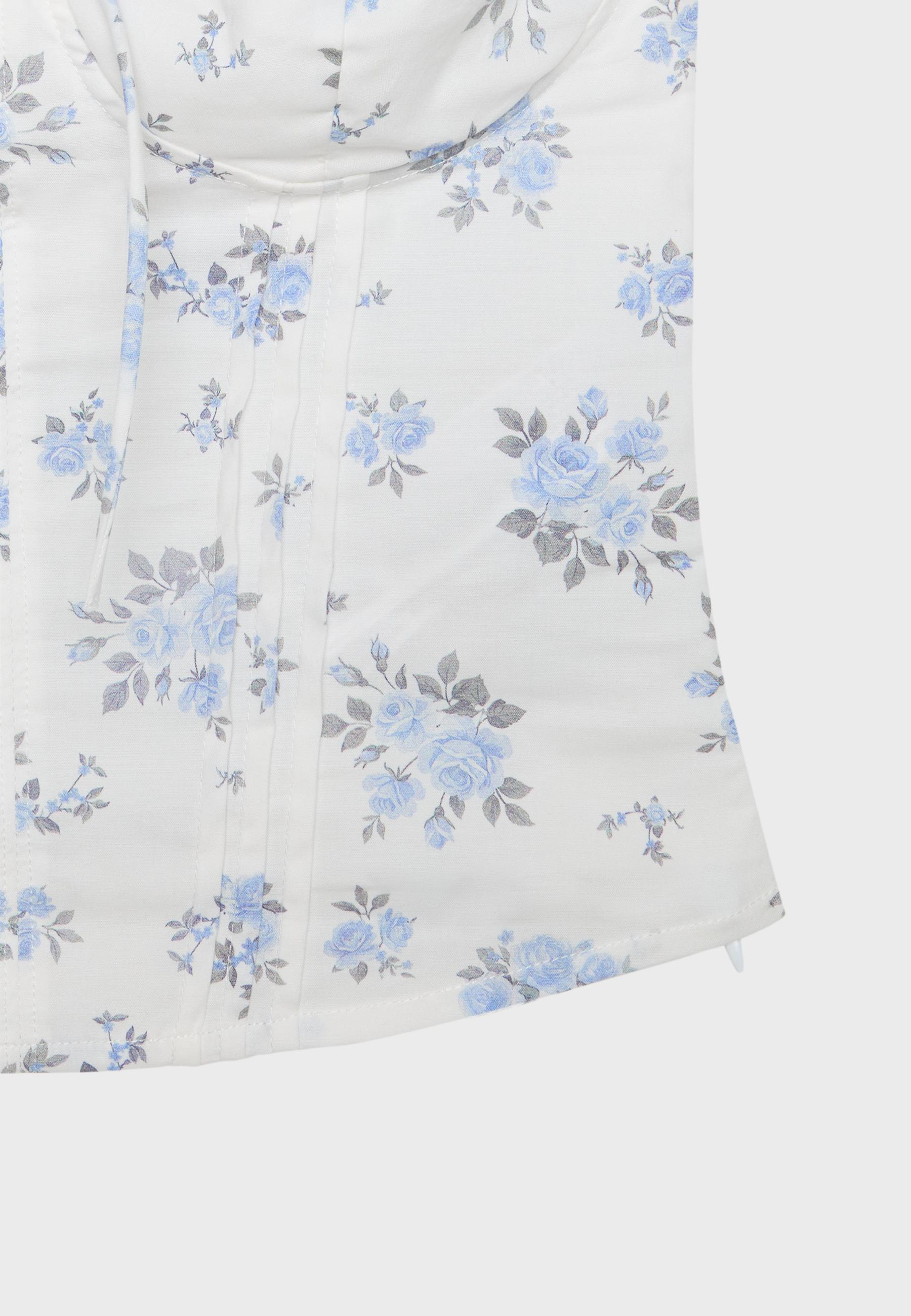 Floral print corset top — Sky blue