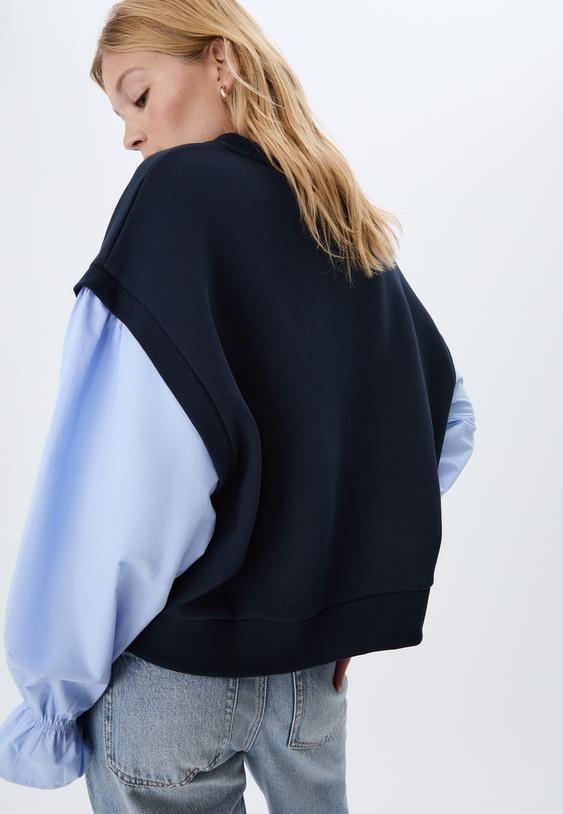 sweatshirt met gecombineerde pofmouwen