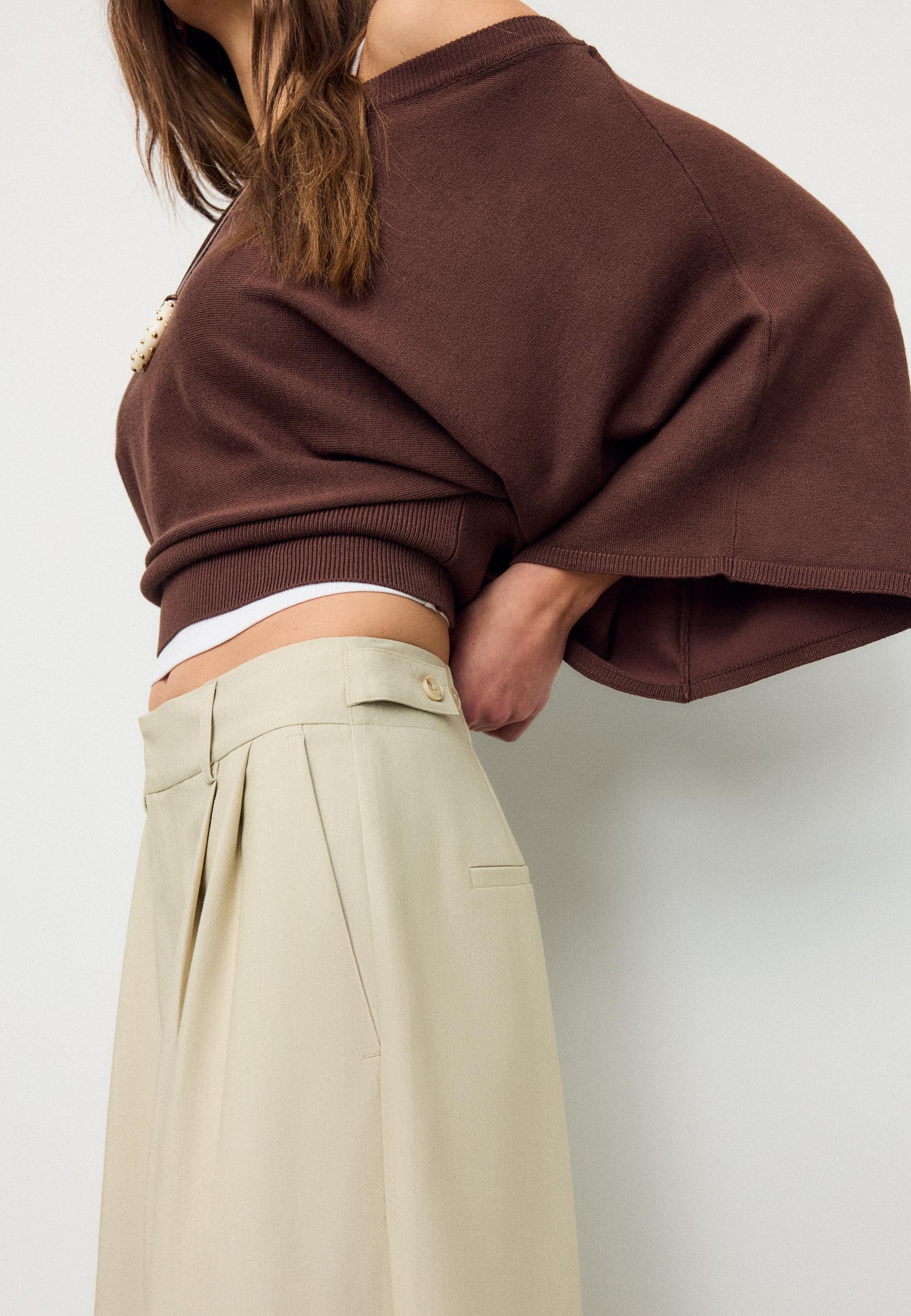 Adjustable super wide-leg trousers — Stone