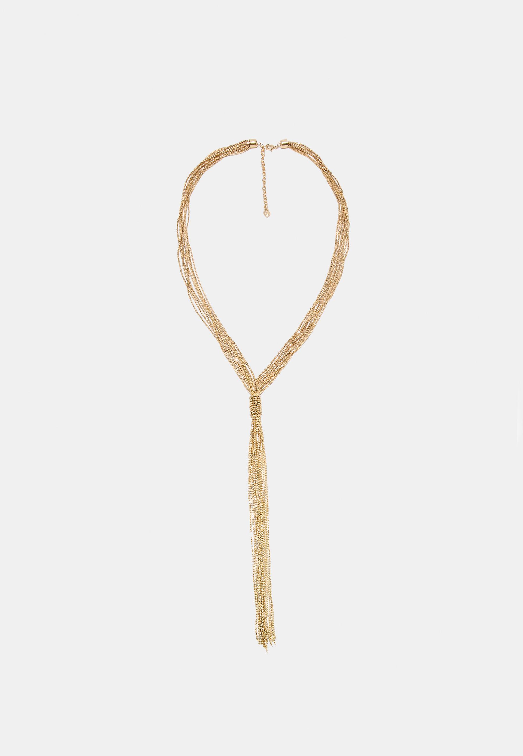 Lariat ball necklace — Gold